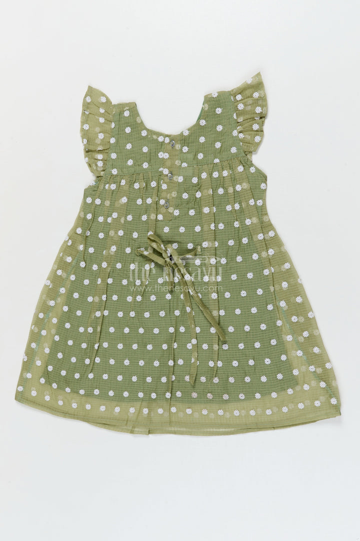 The Nesavu Girls Cotton Frock Baby Girl Cotton Frock with Chikankari Embroidery for Summer Outings Nesavu Nesavu baby girl cotton frock with chikankari embroidery for summer casual wear
