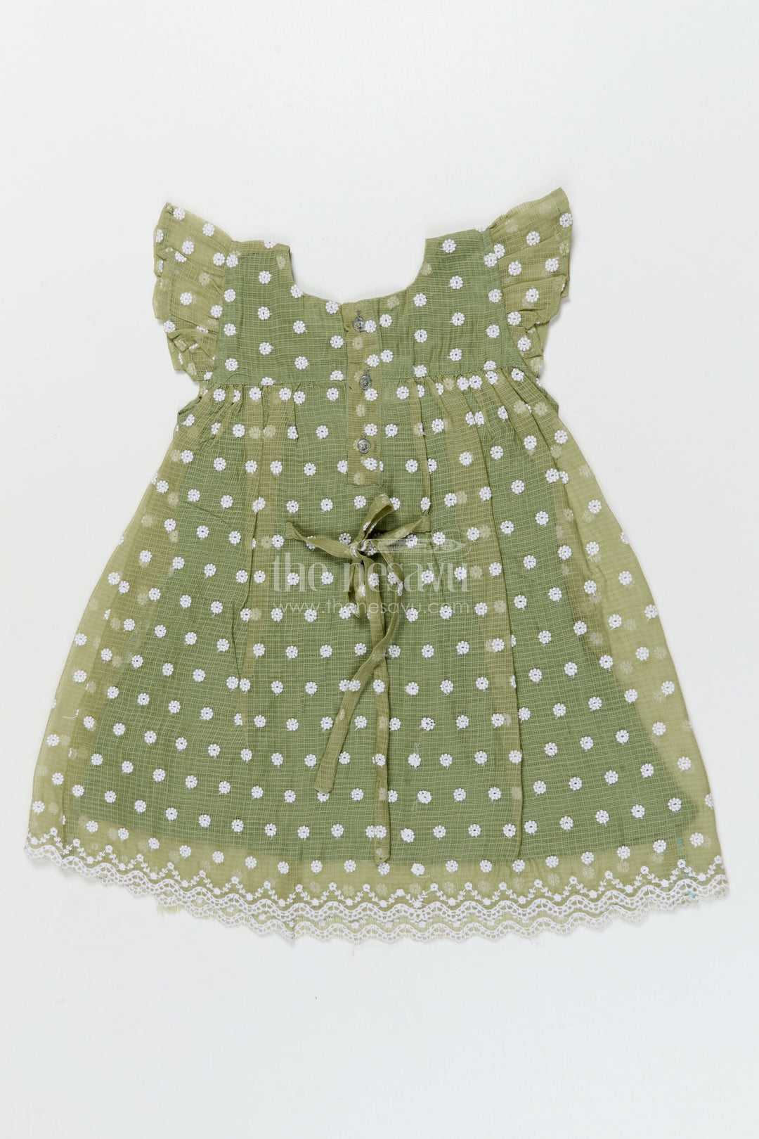 The Nesavu Girls Cotton Frock Baby Girl Cotton Frock with Chikankari Embroidery for Summer Outings Nesavu Nesavu baby girl cotton frock with chikankari embroidery for summer casual wear