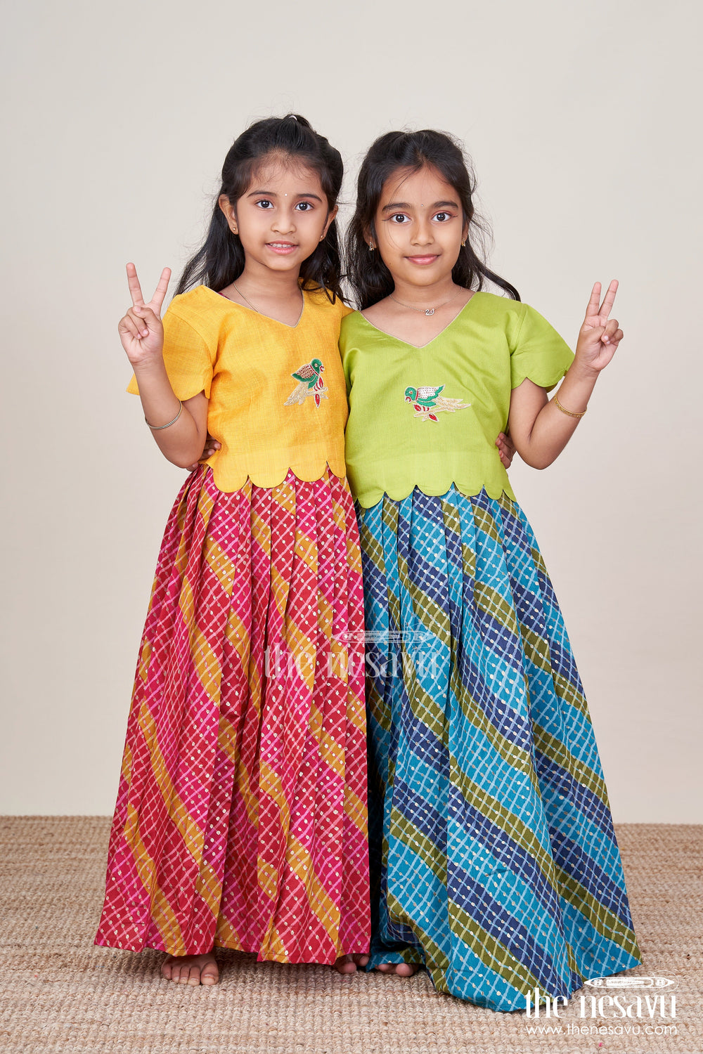 The Nesavu Pattu Pavadai Baby Girl Cotton Frock with Embellished Yoke for Festive Wear Nesavu Nesavu baby girl cotton frock patch yoke festive events traditional occasions