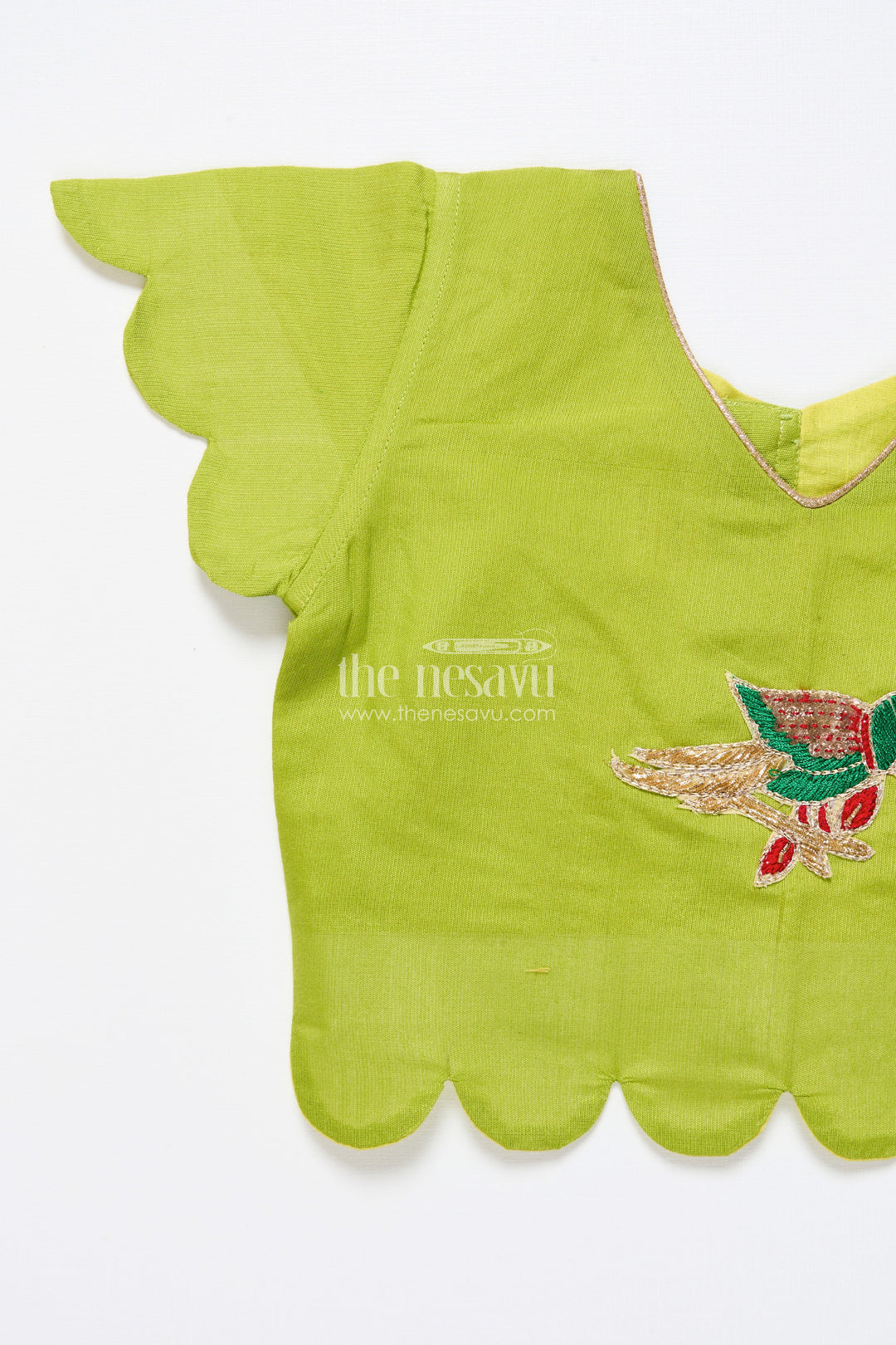 The Nesavu Pattu Pavadai Baby Girl Cotton Frock with Embellished Yoke for Festive Wear Nesavu Nesavu baby girl cotton frock patch yoke festive events traditional occasions