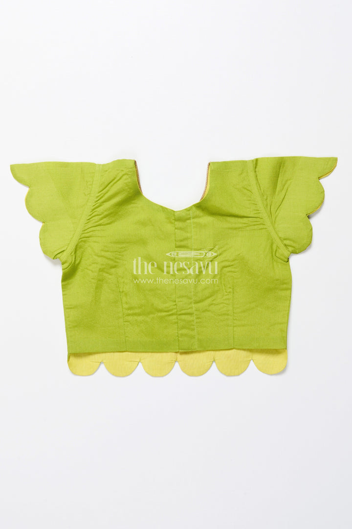 The Nesavu Pattu Pavadai Baby Girl Cotton Frock with Embellished Yoke for Festive Wear Nesavu Nesavu baby girl cotton frock patch yoke festive events traditional occasions