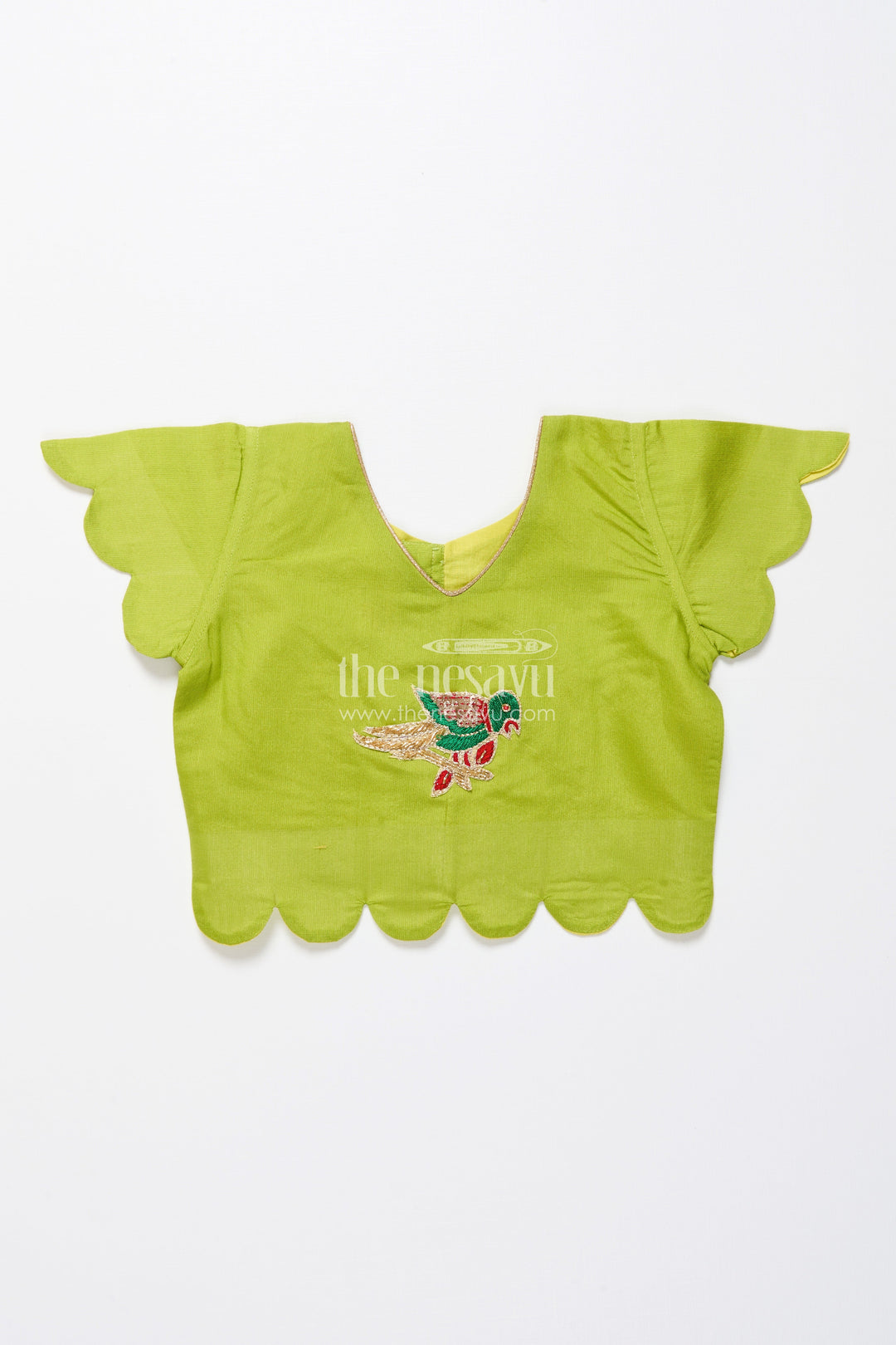 The Nesavu Pattu Pavadai Baby Girl Cotton Frock with Embellished Yoke for Festive Wear Nesavu Nesavu baby girl cotton frock patch yoke festive events traditional occasions