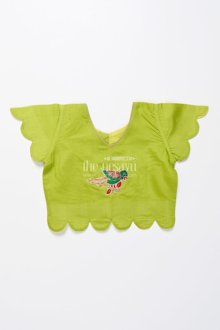 The Nesavu Pattu Pavadai Baby Girl Cotton Frock with Embellished Yoke for Festive Wear Nesavu Nesavu baby girl cotton frock patch yoke festive events traditional occasions