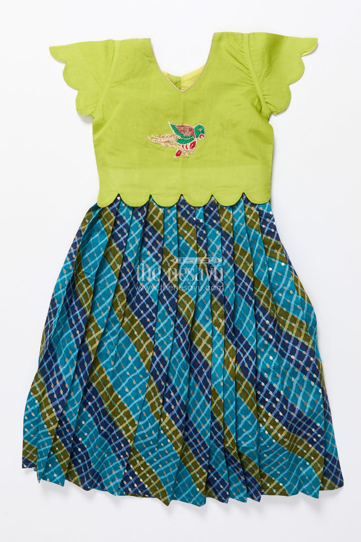 The Nesavu Pattu Pavadai Baby Girl Cotton Frock with Embellished Yoke for Festive Wear Nesavu Nesavu baby girl cotton frock patch yoke festive events traditional occasions