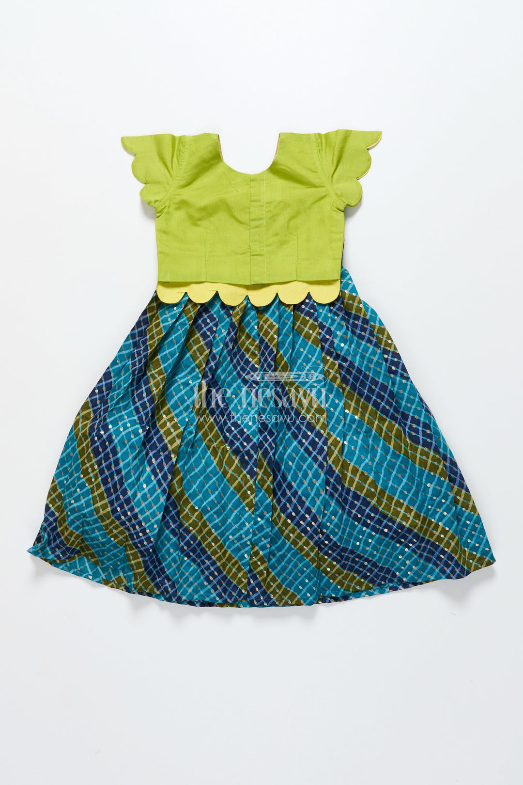 The Nesavu Pattu Pavadai Baby Girl Cotton Frock with Embellished Yoke for Festive Wear Nesavu Nesavu baby girl cotton frock patch yoke festive events traditional occasions