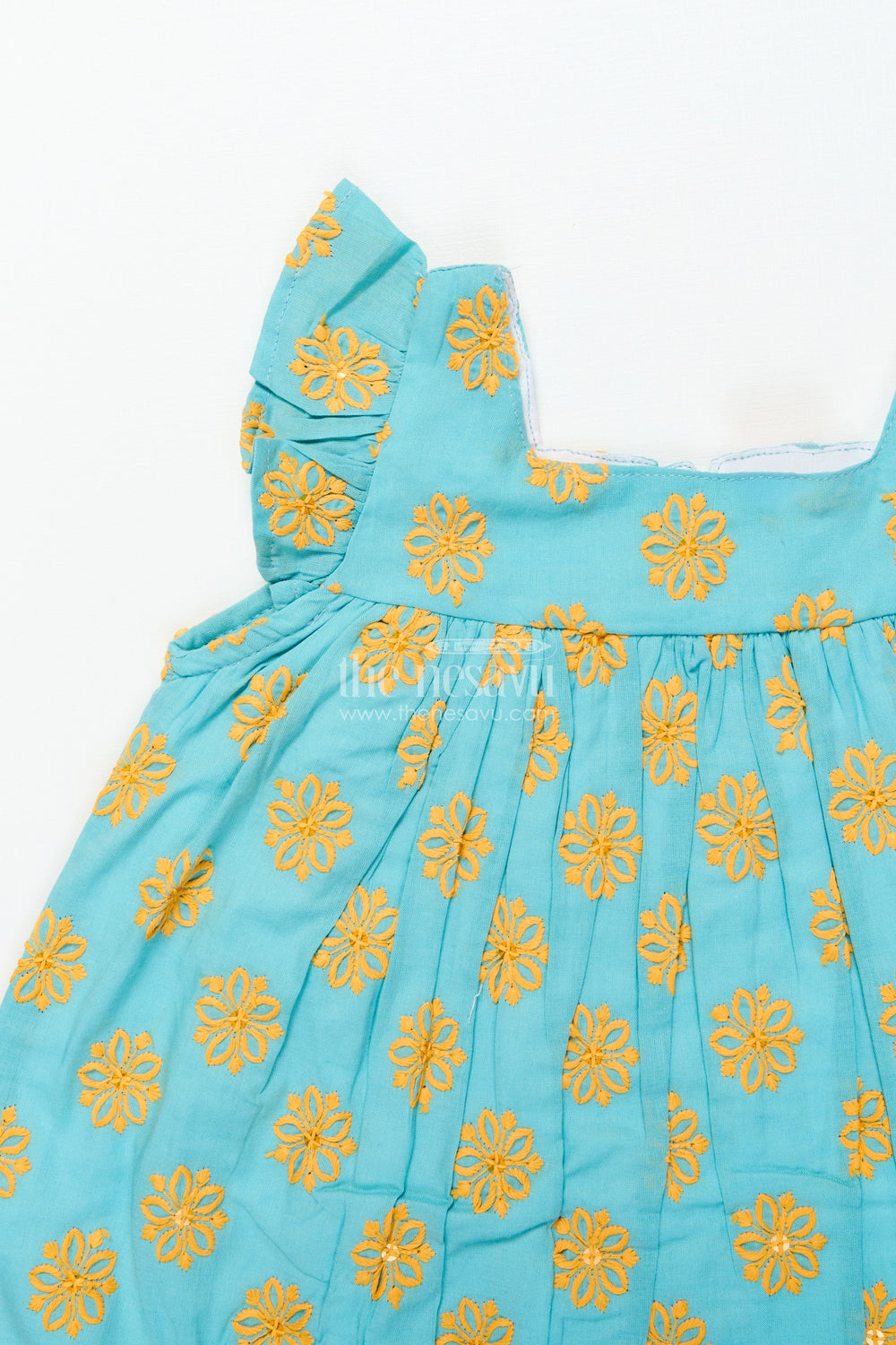 The Nesavu Girls Cotton Frock Baby Girl Cotton Frock with Embroidery for Playdates and Everyday Comfort Nesavu Nesavu baby girl cotton frock floral thread embroidery casual playdates summer outings
