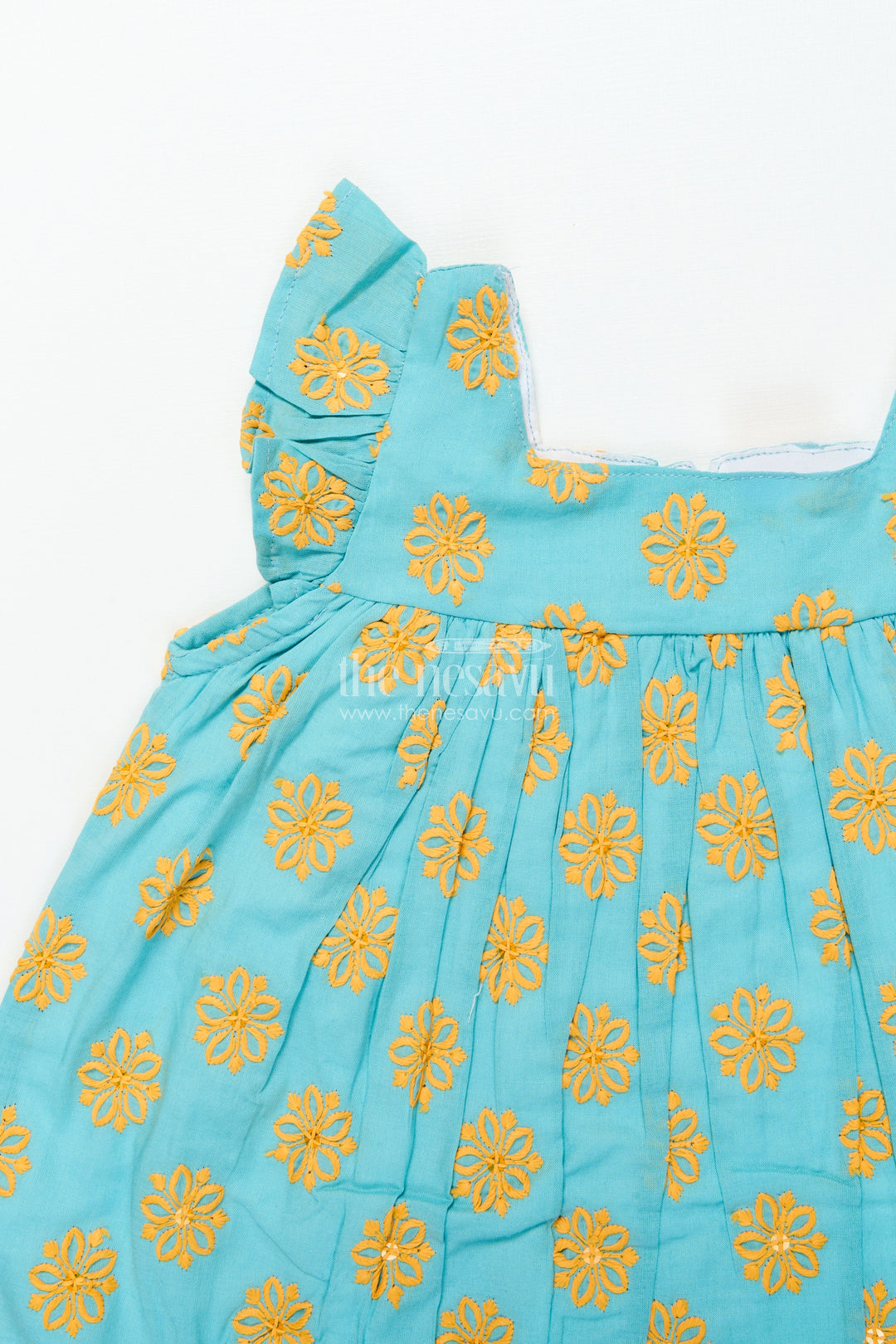 The Nesavu Girls Cotton Frock Baby Girl Cotton Frock with Embroidery for Playdates and Everyday Comfort Nesavu Nesavu baby girl cotton frock floral thread embroidery casual playdates summer outings