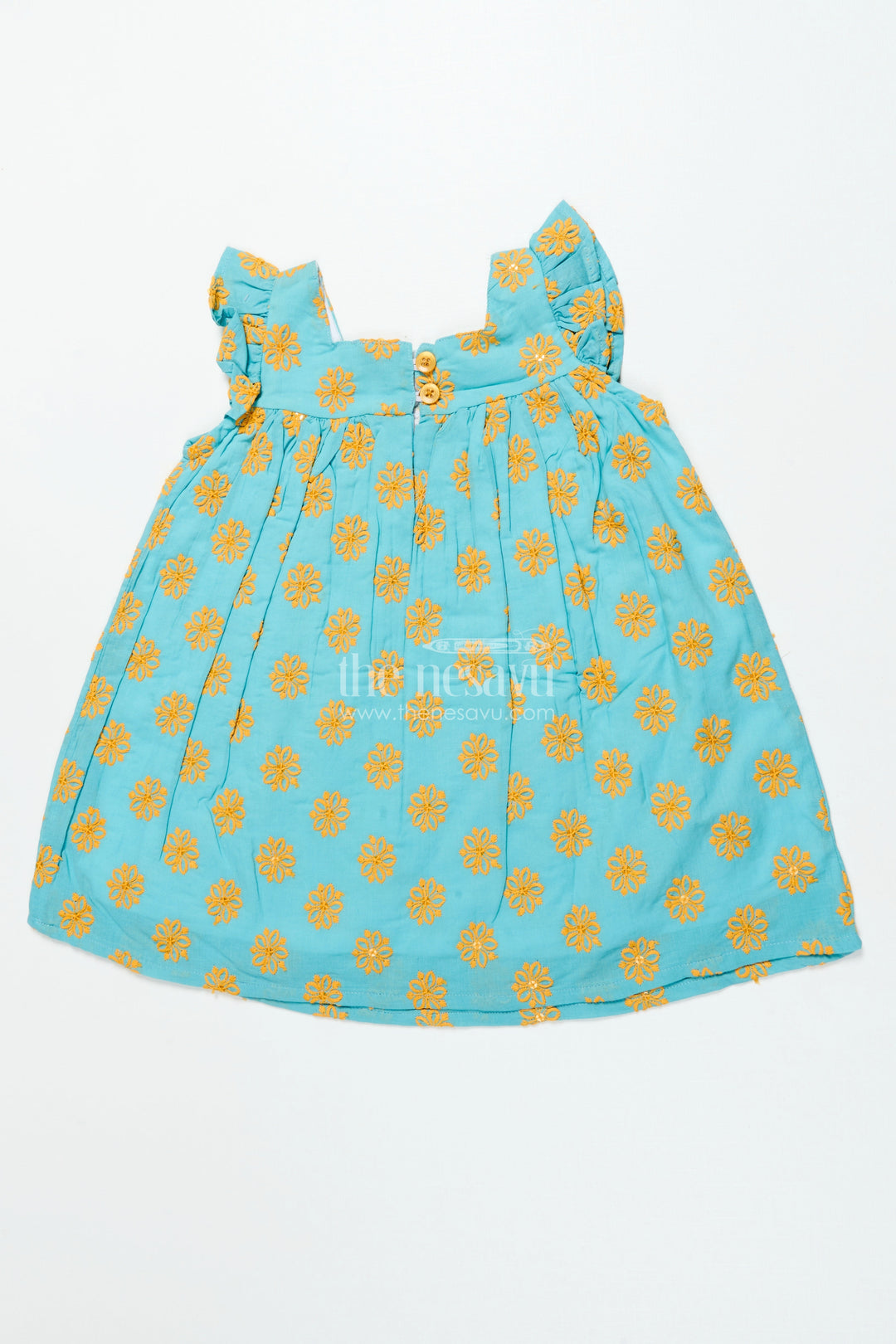 The Nesavu Girls Cotton Frock Baby Girl Cotton Frock with Embroidery for Playdates and Everyday Comfort Nesavu Nesavu baby girl cotton frock floral thread embroidery casual playdates summer outings