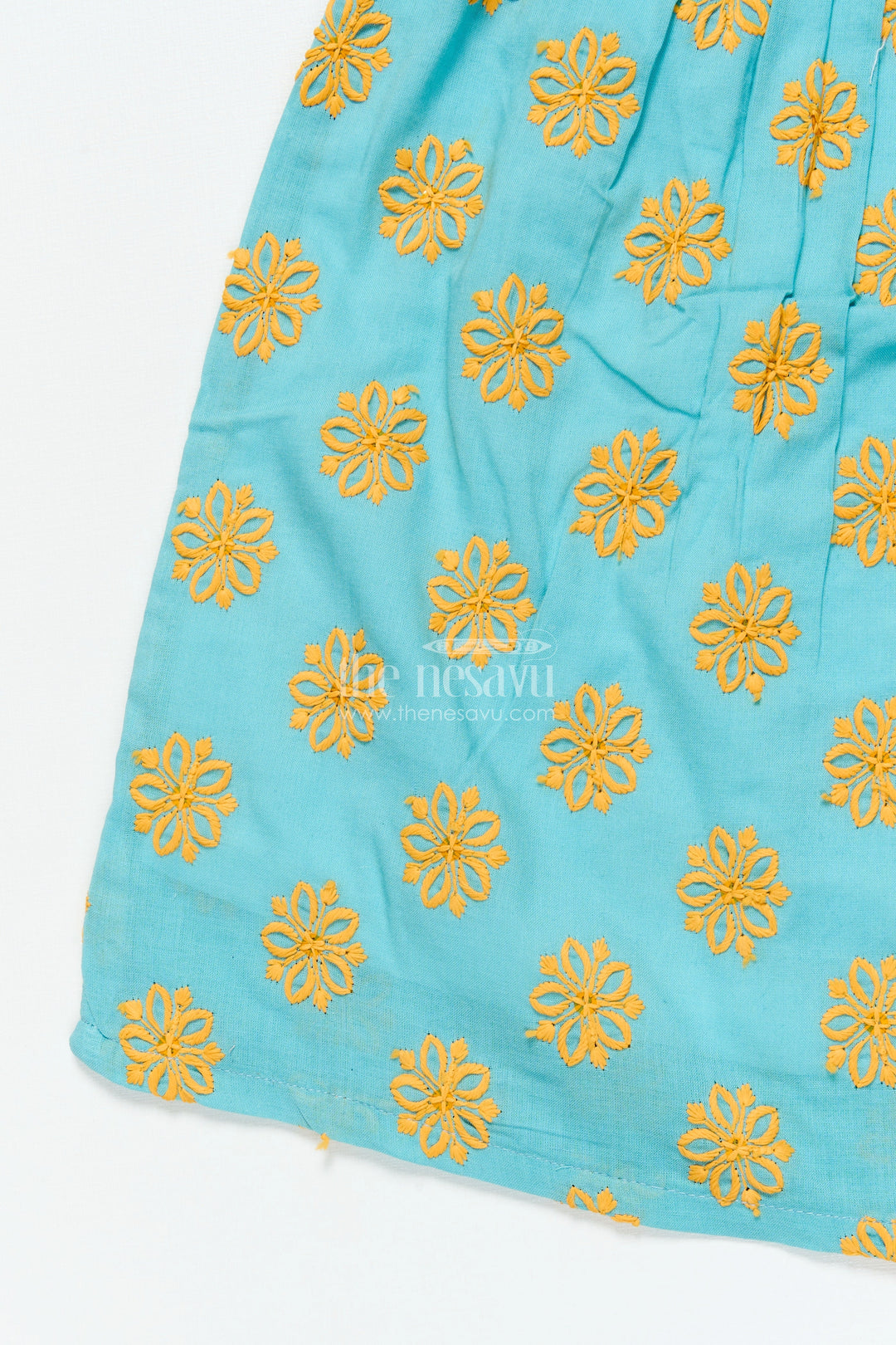 The Nesavu Girls Cotton Frock Baby Girl Cotton Frock with Embroidery for Playdates and Everyday Comfort Nesavu Nesavu baby girl cotton frock floral thread embroidery casual playdates summer outings