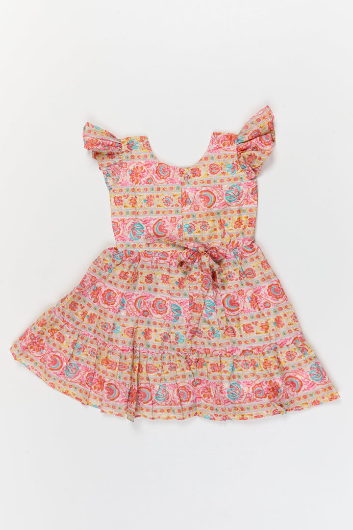 The Nesavu Girls Cotton Frock Baby Girl Cotton Frock with Ethnic Floral Print for Festive Casual Days Nesavu Nesavu baby girl cotton frock with ethnic floral print for birthdays and casual festive moments