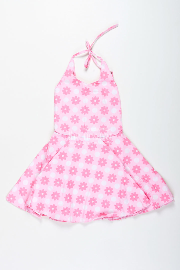 The Nesavu Girls Cotton Frock Baby Girl Cotton Frock with Floral Print for Everyday Comfort Nesavu 16 (1Y) / Pink GFC1888B-16 Nesavu Baby Girl Cotton Frock Floral Digital Print Perfect Playdates Sunny Outings