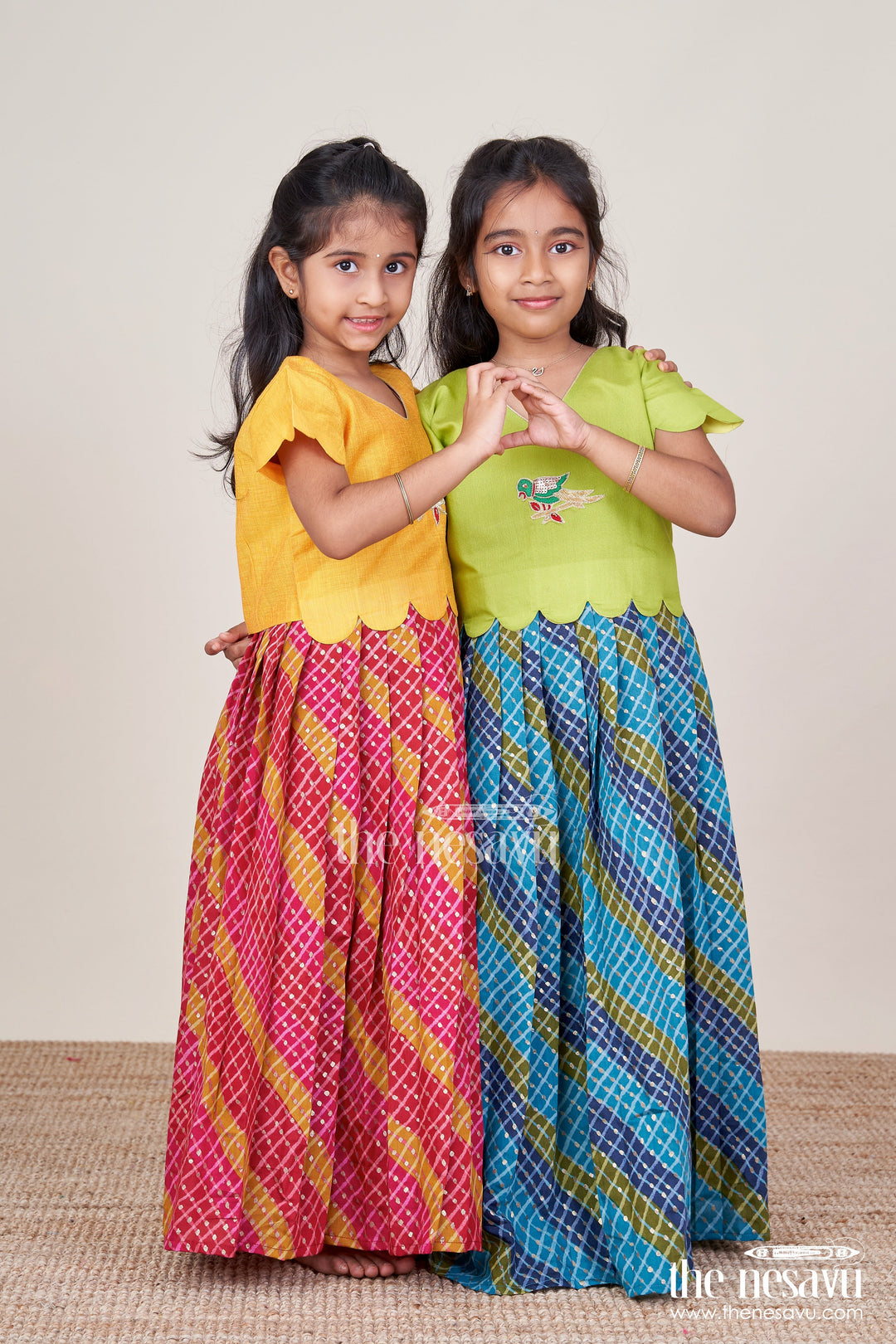 The Nesavu Pattu Pavadai Baby Girl Cotton Frock with Patch Yoke for Festive Dressing Nesavu Nesavu baby girl cotton frock embellished yoke festive wear traditional occasions