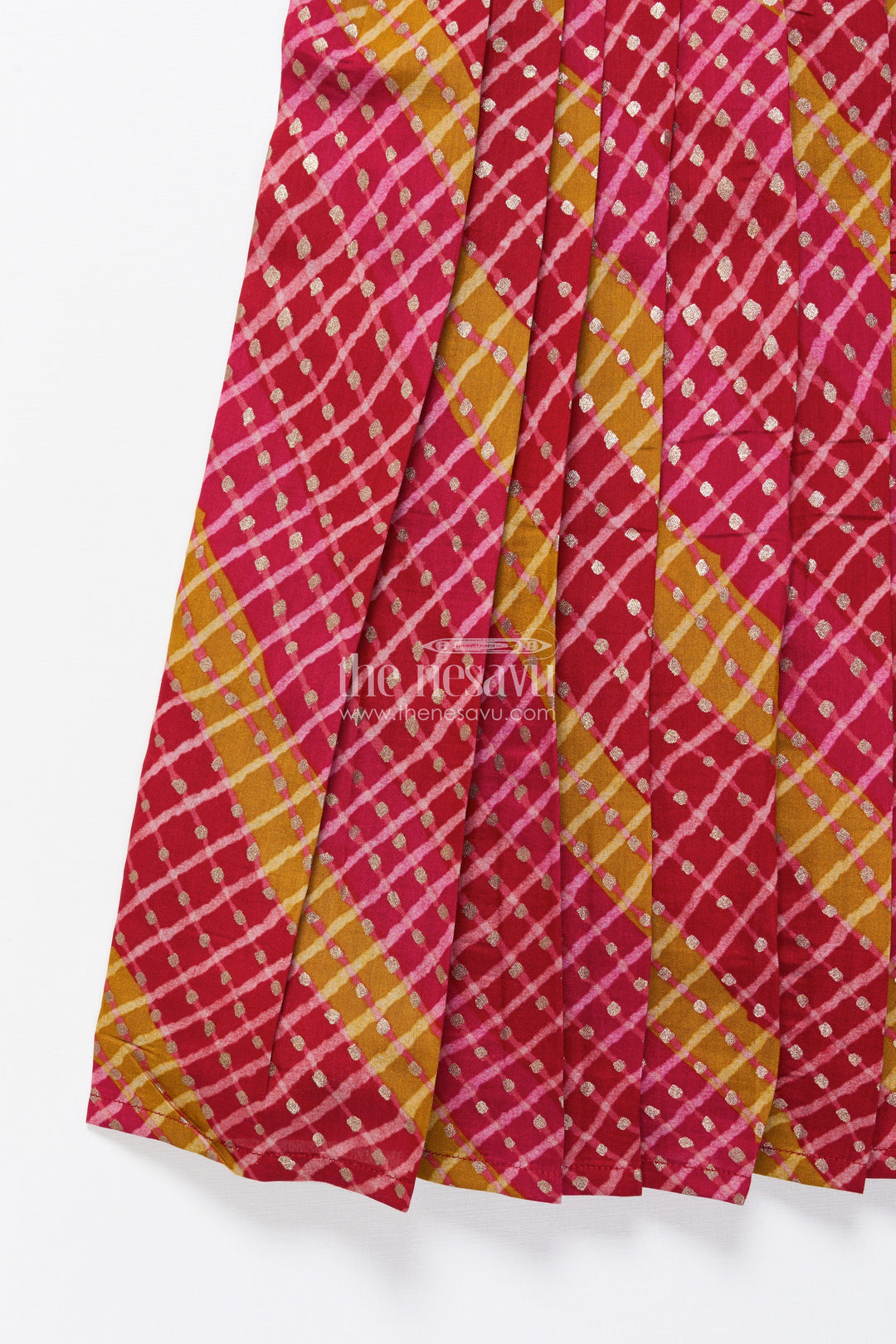 The Nesavu Pattu Pavadai Baby Girl Cotton Frock with Patch Yoke for Festive Dressing Nesavu Nesavu baby girl cotton frock embellished yoke festive wear traditional occasions