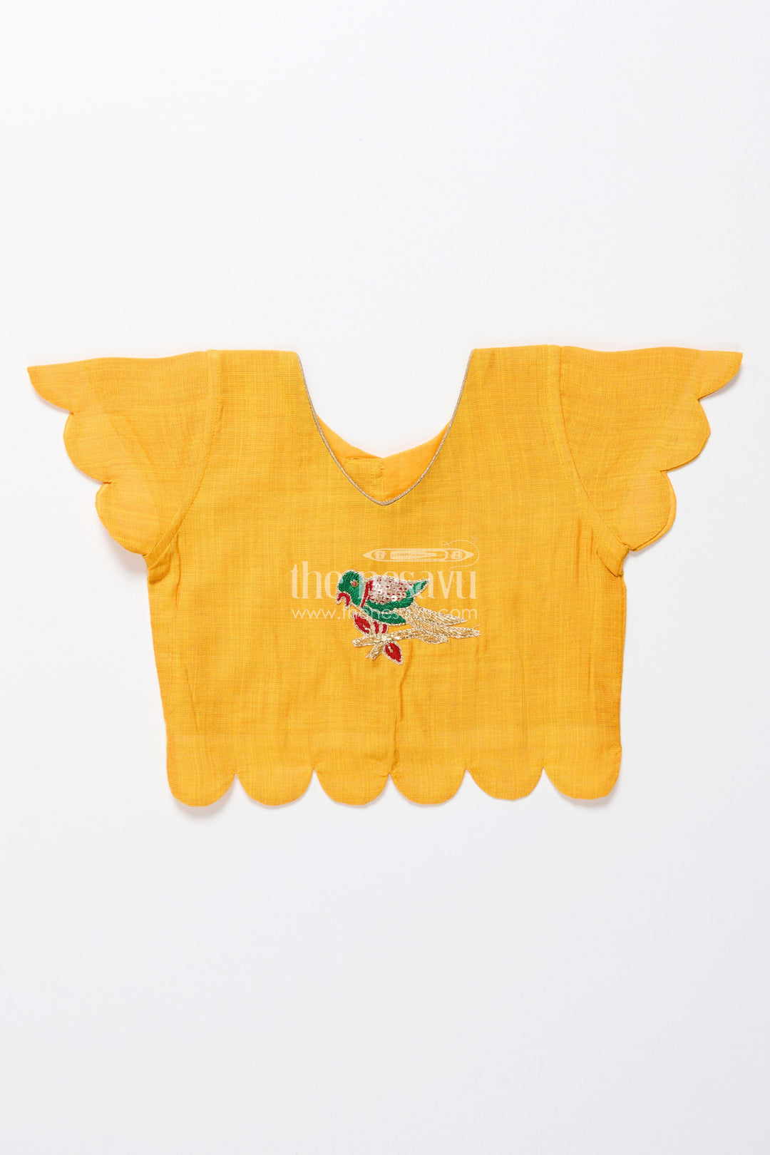 The Nesavu Pattu Pavadai Baby Girl Cotton Frock with Patch Yoke for Festive Dressing Nesavu Nesavu baby girl cotton frock embellished yoke festive wear traditional occasions