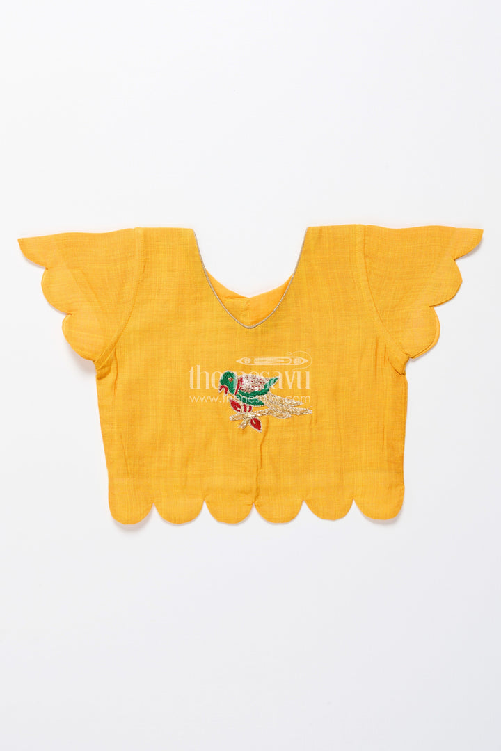 The Nesavu Pattu Pavadai Baby Girl Cotton Frock with Patch Yoke for Festive Dressing Nesavu Nesavu baby girl cotton frock embellished yoke festive wear traditional occasions