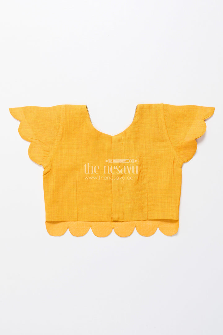 The Nesavu Pattu Pavadai Baby Girl Cotton Frock with Patch Yoke for Festive Dressing Nesavu Nesavu baby girl cotton frock embellished yoke festive wear traditional occasions