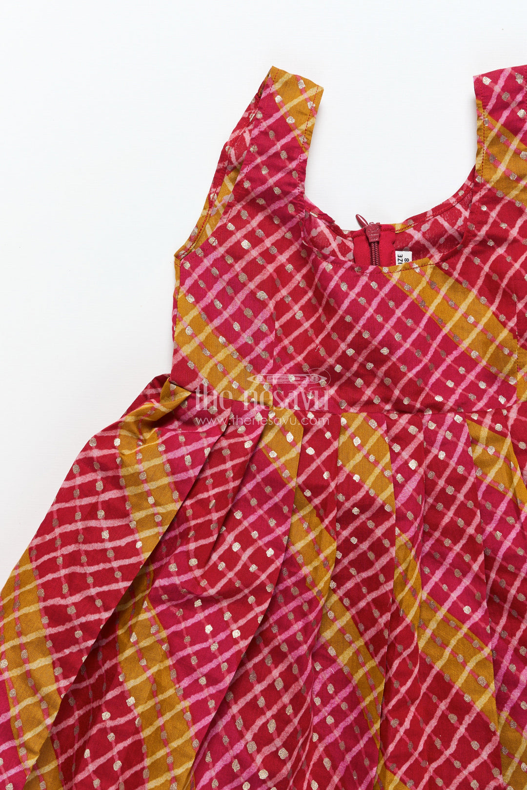 The Nesavu Pattu Pavadai Baby Girl Cotton Frock with Patch Yoke for Festive Dressing Nesavu Nesavu baby girl cotton frock embellished yoke festive wear traditional occasions