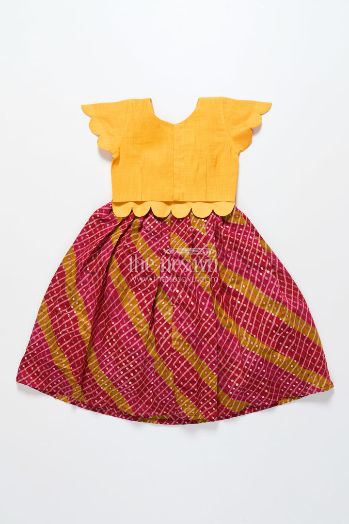 The Nesavu Pattu Pavadai Baby Girl Cotton Frock with Patch Yoke for Festive Dressing Nesavu Nesavu baby girl cotton frock embellished yoke festive wear traditional occasions