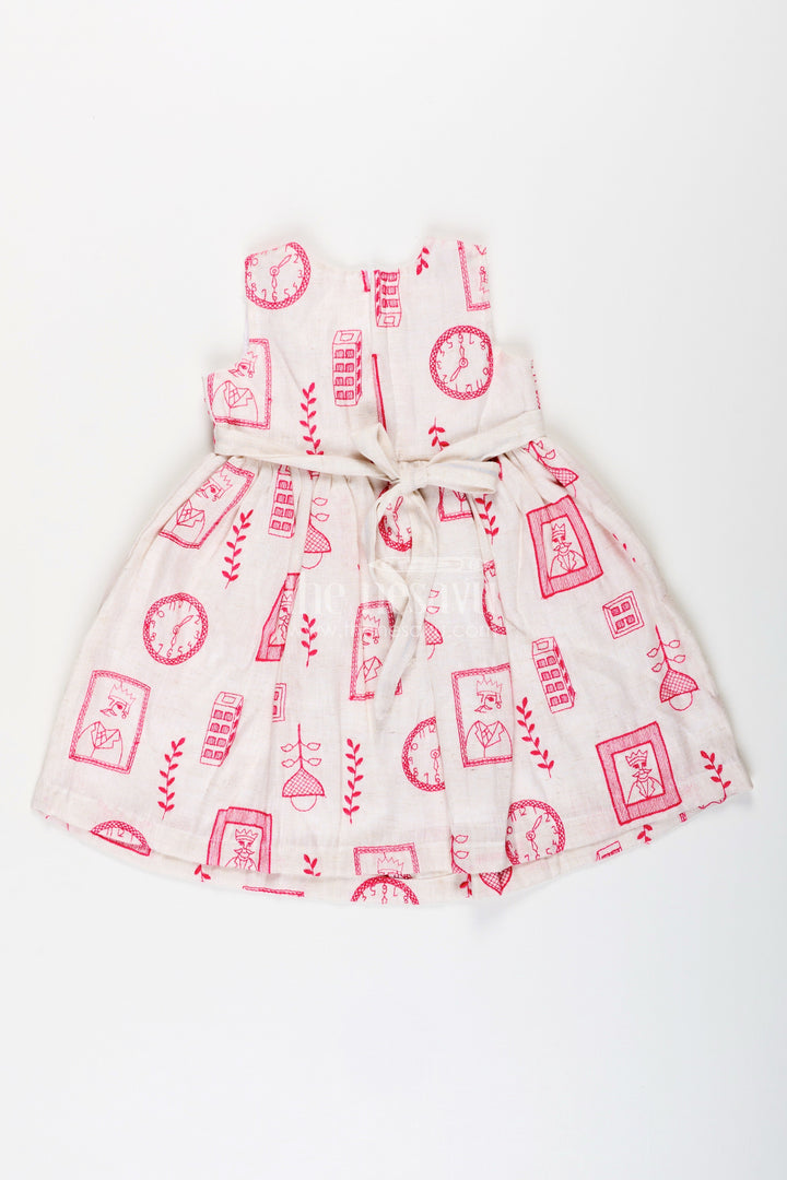 The Nesavu Girls Cotton Frock Baby Girl Cotton Frock with Quirky Prints and Bow Detail for Daily Style Nesavu Nesavu baby girl cotton frock printed embroidery bow daily wear play