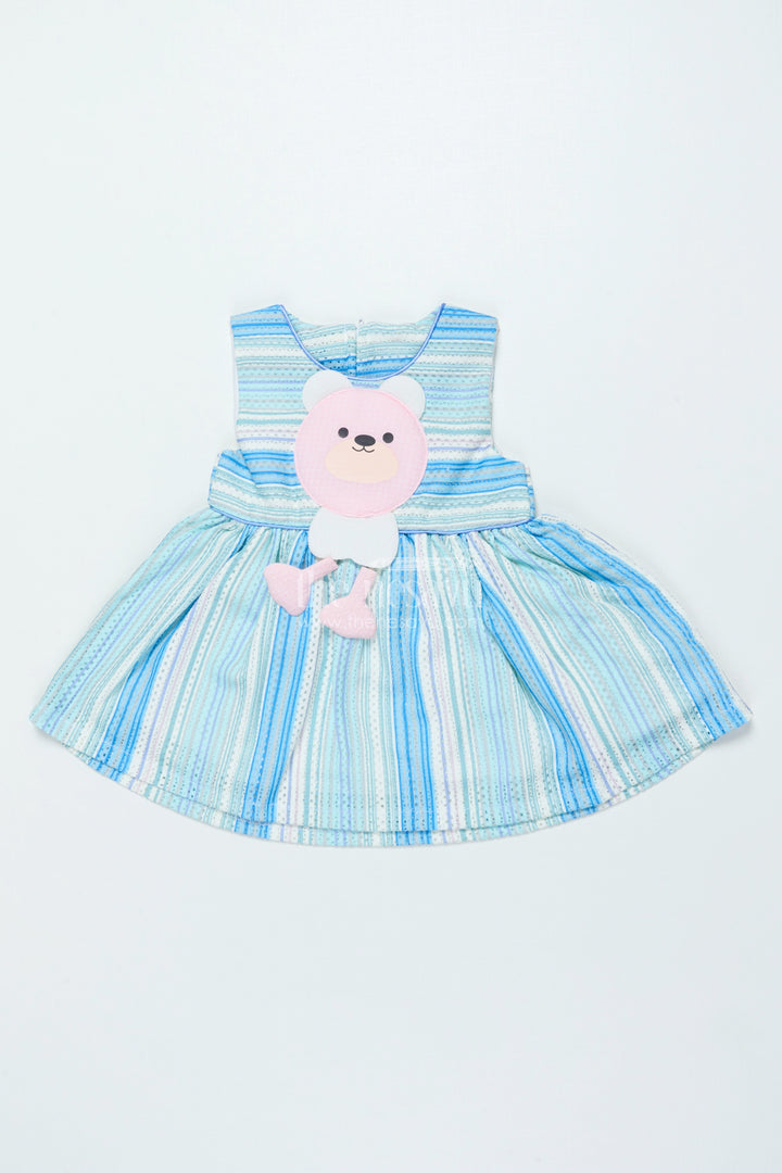The Nesavu Baby Cotton Frocks Baby Girl Cotton Frock with Soft Stripes and Plush Toy Detail Nesavu Nesavu baby girl cotton frock toy detail comfortable everyday wear