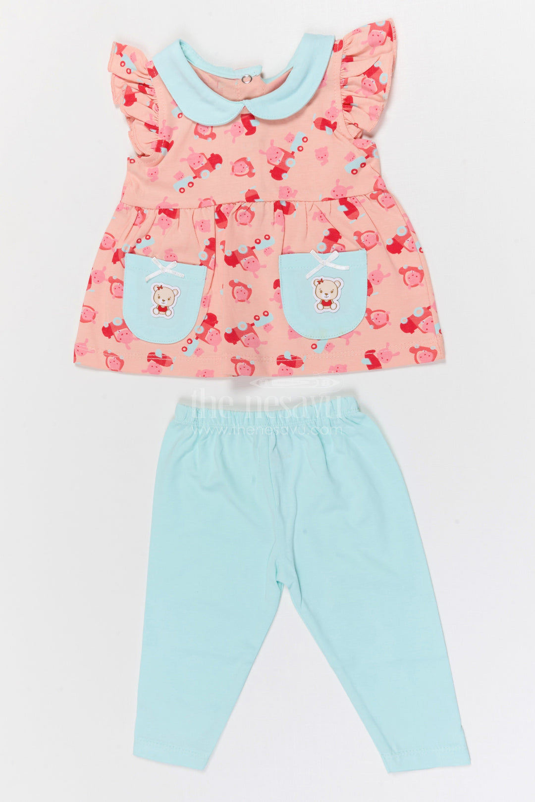 The Nesavu Baby Casual Sets Baby Girl Cotton Jersey Co Ord Set for Playful Outings Nesavu 10 (NB) / Half white / Cotton BFJ936A-10 Nesavu Baby Girl Cotton Jersey Co Ord Set With Digital Print For Daily Outings And Playtime