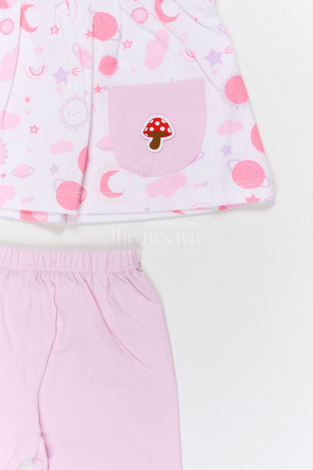 The Nesavu Baby Casual Sets Baby Girl Cotton Lounge Set for Everyday Wear Nesavu Nesavu Baby Girl Cotton Jersey Lounge Set With Digital Print For Everyday Wear And Comfort