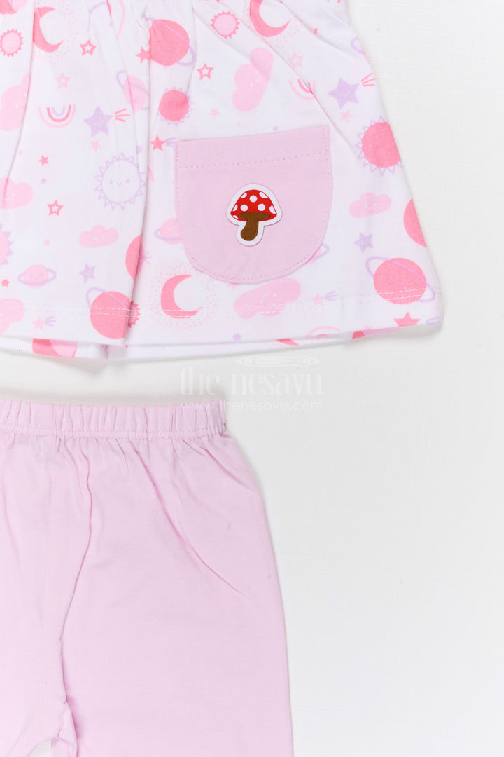 The Nesavu Baby Casual Sets Baby Girl Cotton Lounge Set for Everyday Wear Nesavu Nesavu Baby Girl Cotton Jersey Lounge Set With Digital Print For Everyday Wear And Comfort