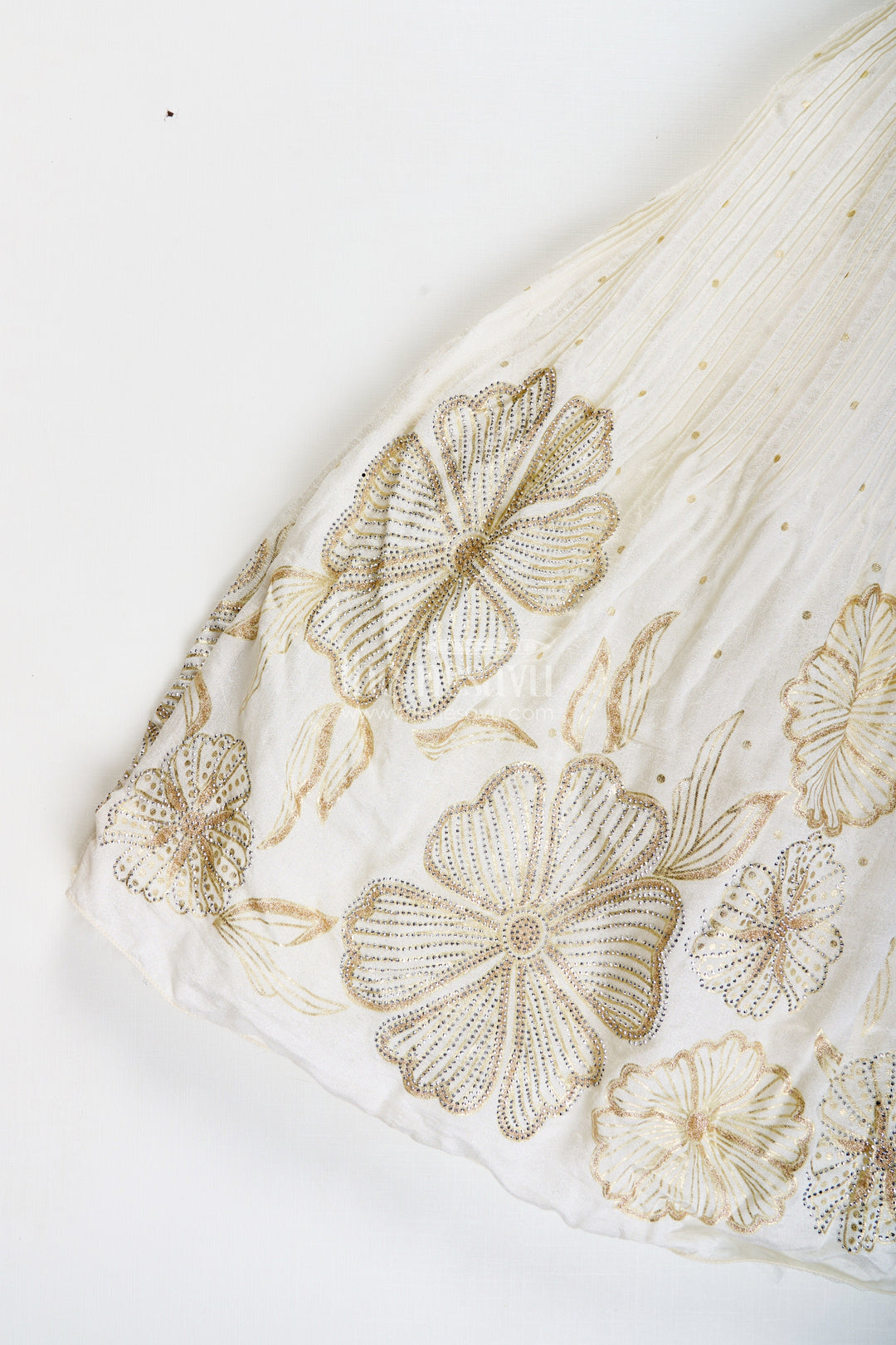 The Nesavu Girls Casual Gown Baby Girl Cream Gown for Festive Occasions Georgette Ethnic Dress with Floral Stone Embroidery Nesavu Nesavu Baby Girl Cream Gown Festive Occasions Georgette Ethnic Dress Floral Stone Embroidery