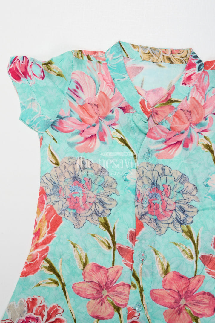 The Nesavu Girls Co-Ord Sets Baby Girl Crepe Co-ord Set with Floral Print for Playful Festive Styling Nesavu Nesavu baby girl floral crepe co-ord set with digital print for festive events and cultural functions