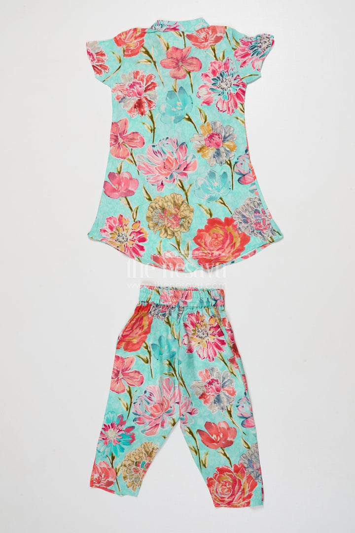 The Nesavu Girls Co-Ord Sets Baby Girl Crepe Co-ord Set with Floral Print for Playful Festive Styling Nesavu Nesavu baby girl floral crepe co-ord set with digital print for festive events and cultural functions