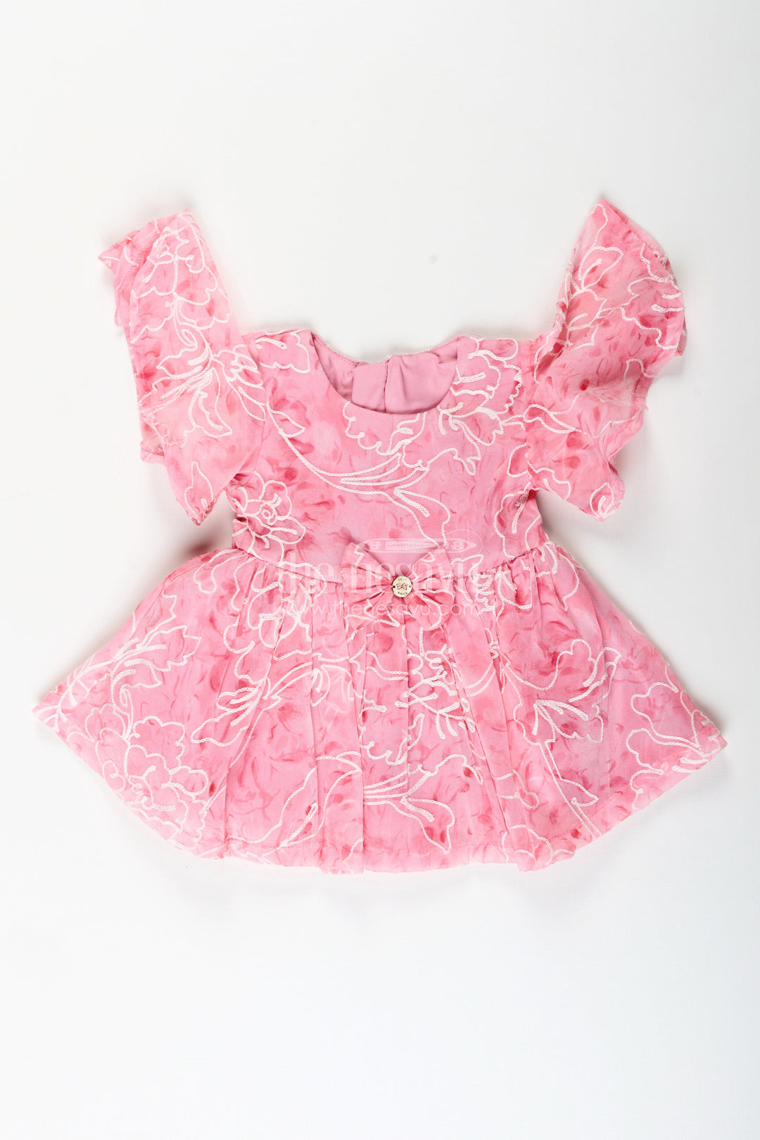 The Nesavu Baby Cotton Frocks Baby girl digital print frock with embroidery for party wear Nesavu 14 (6M) / Pink BFJ830A-14 Nesavu baby girl digital print frock embroidery festive party wear