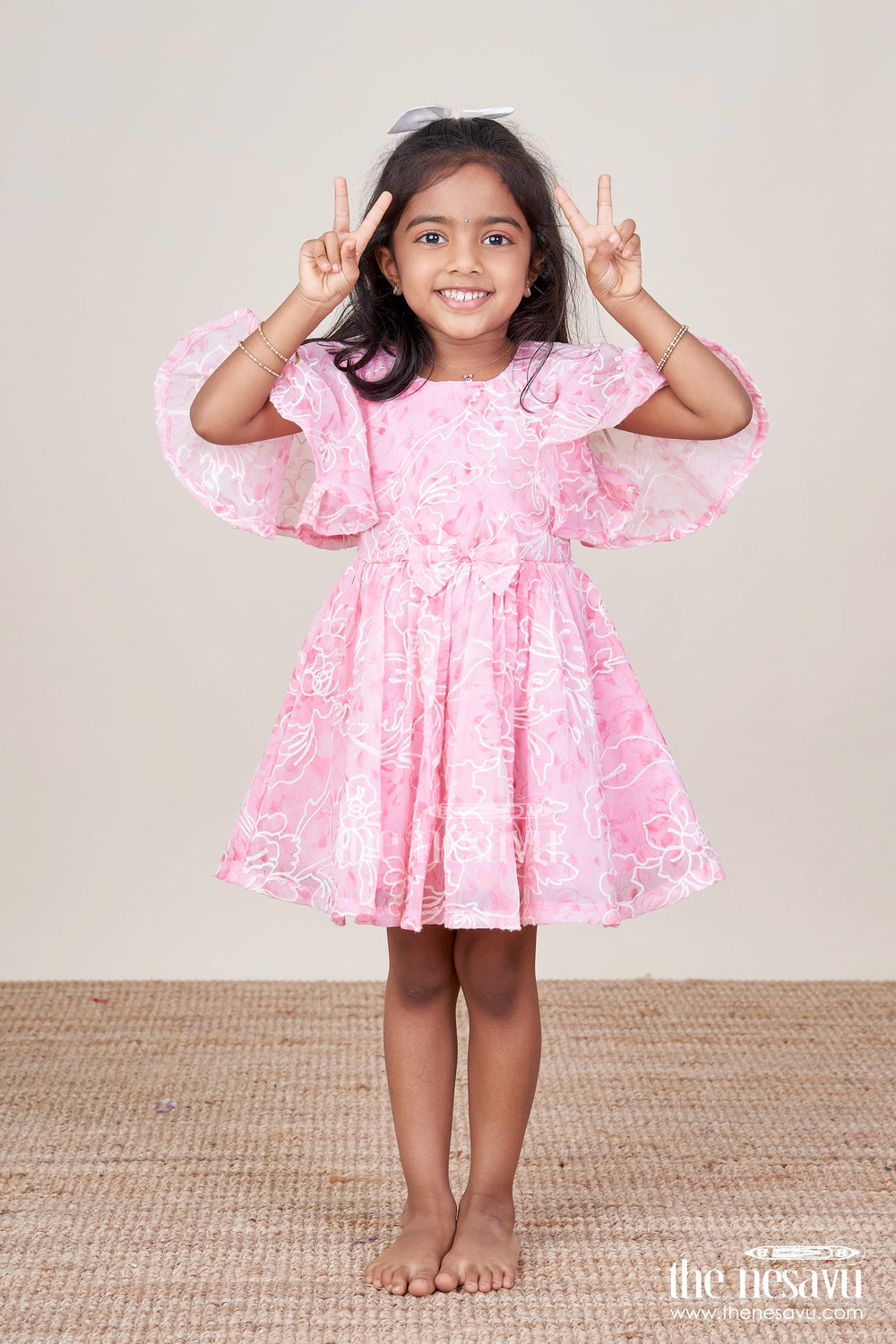 The Nesavu Baby Cotton Frocks Baby Girl Digital Print Frock with Embroidery for Party Wear Nesavu Nesavu baby girl digital print frock embroidery festive party wear