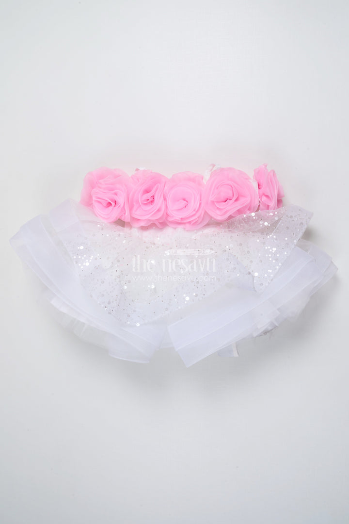 The Nesavu Baby Fancy Frock Baby Girl Dress for Birthday Party and Photoshoot Nesavu 16 (1Y) / Half white PF242A-16 Nesavu baby girl birthday dress stone embellishment photoshoots parties