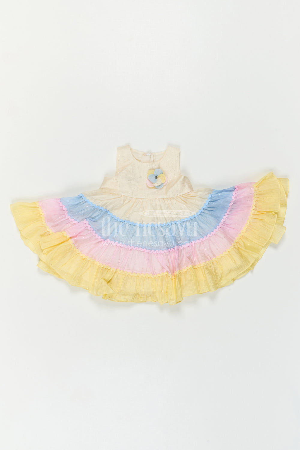 The Nesavu Girls Cotton Frock Baby Girl Dress for Casual Outings and Playful Summer Wear Nesavu Nesavu Baby Girl Cotton Dress For Casual Outings With Layered Design And Comfortable Summer Wear