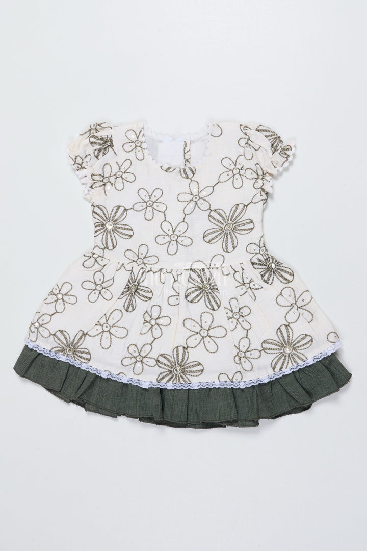The Nesavu Girls Cotton Frock Baby Girl Embroidered Cotton Frock for Birthdays and Day Events Nesavu 14 (6M) / Green GFC2015A-14 Nesavu baby girl cotton frock floral embroidery birthday parties festive occasions