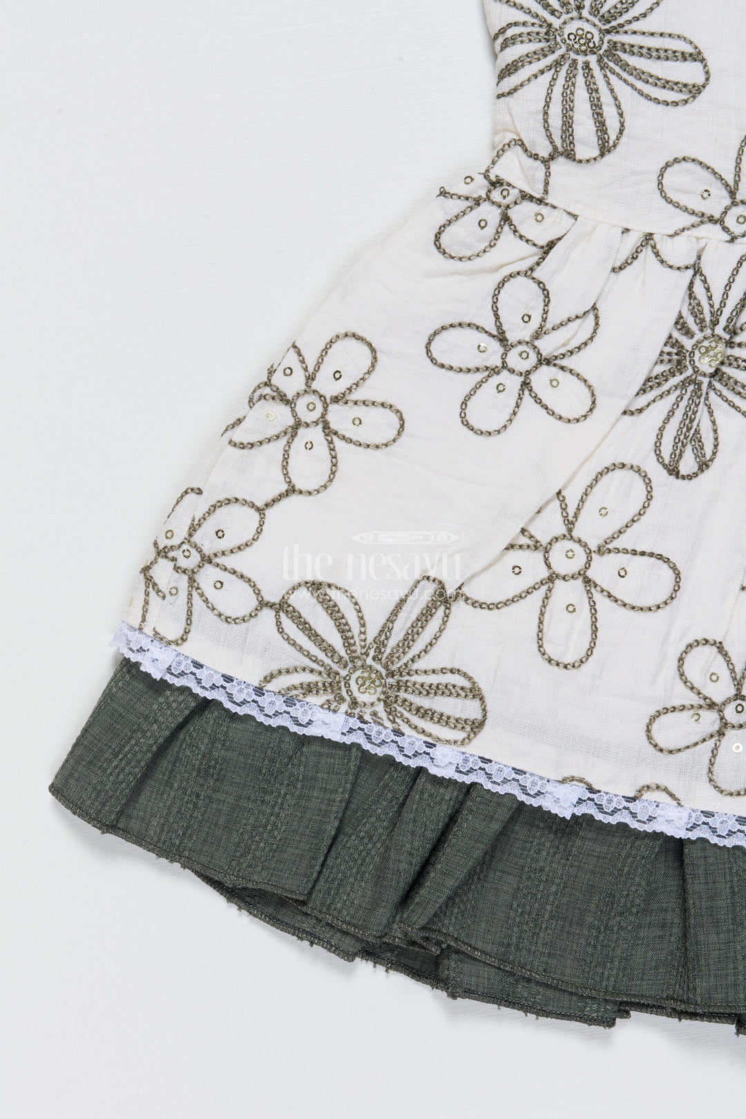 The Nesavu Girls Cotton Frock Baby Girl Embroidered Cotton Frock for Birthdays and Day Events Nesavu Nesavu baby girl cotton frock floral embroidery birthday parties festive occasions