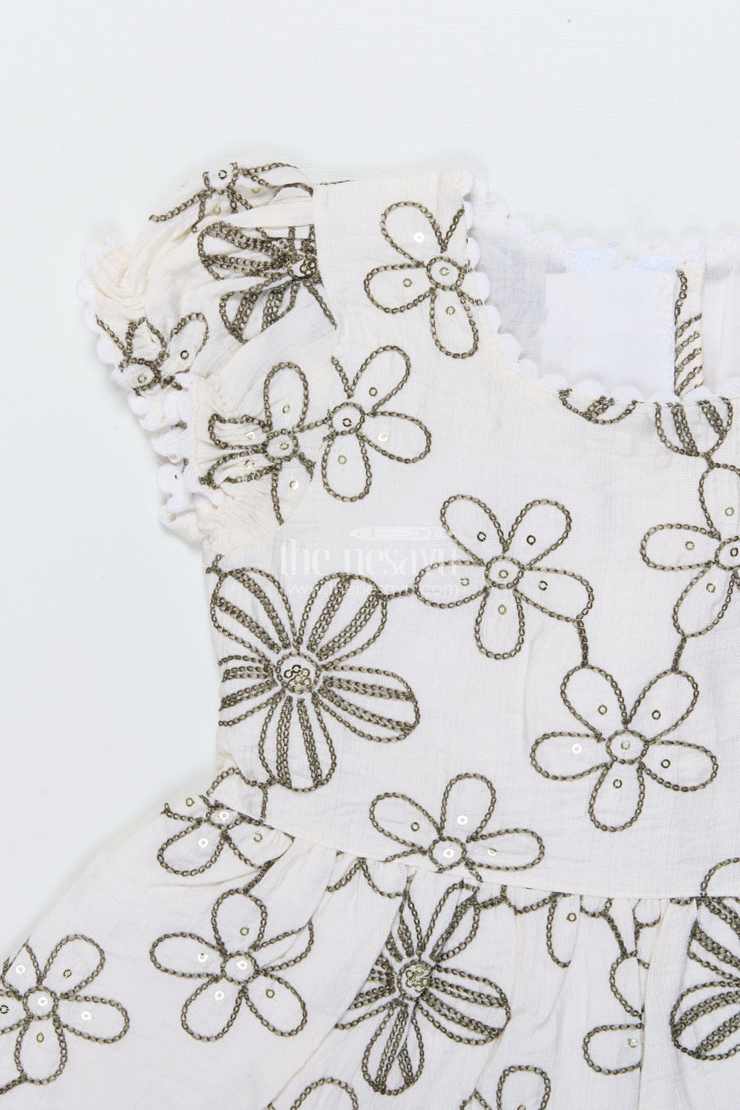 The Nesavu Girls Cotton Frock Baby Girl Embroidered Cotton Frock for Birthdays and Day Events Nesavu Nesavu baby girl cotton frock floral embroidery birthday parties festive occasions