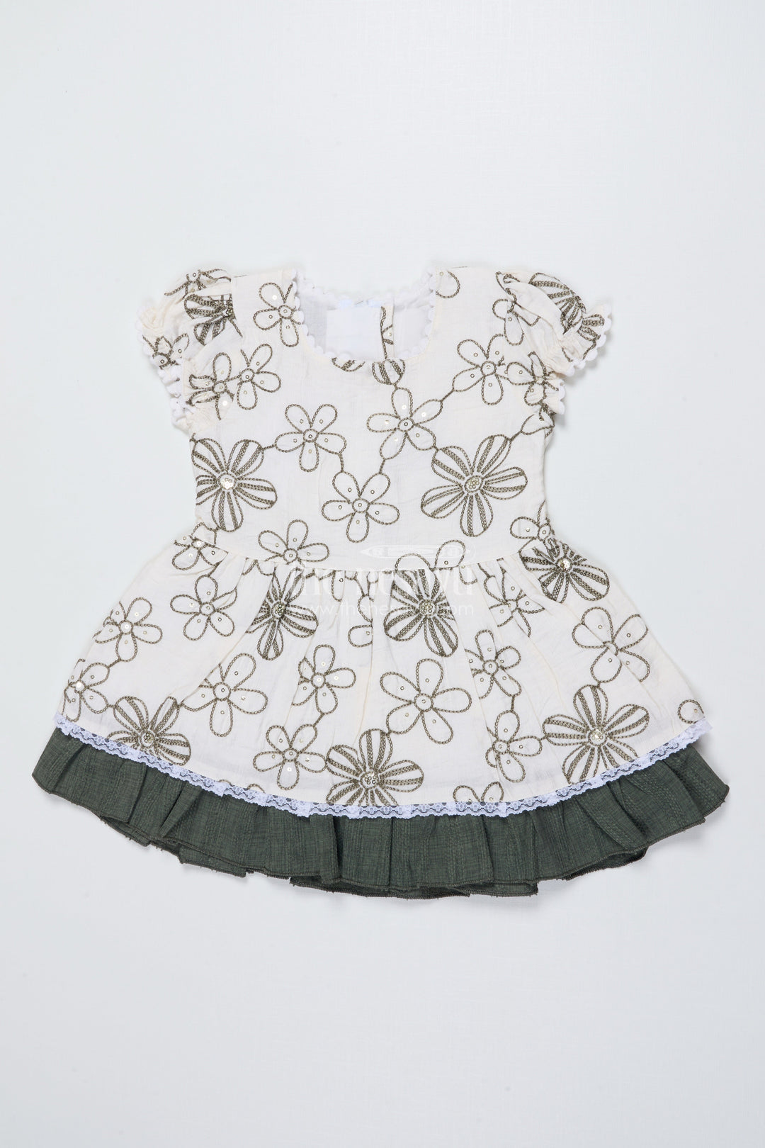 The Nesavu Girls Cotton Frock Baby Girl Embroidered Cotton Frock for Birthdays and Day Events Nesavu Nesavu baby girl cotton frock floral embroidery birthday parties festive occasions