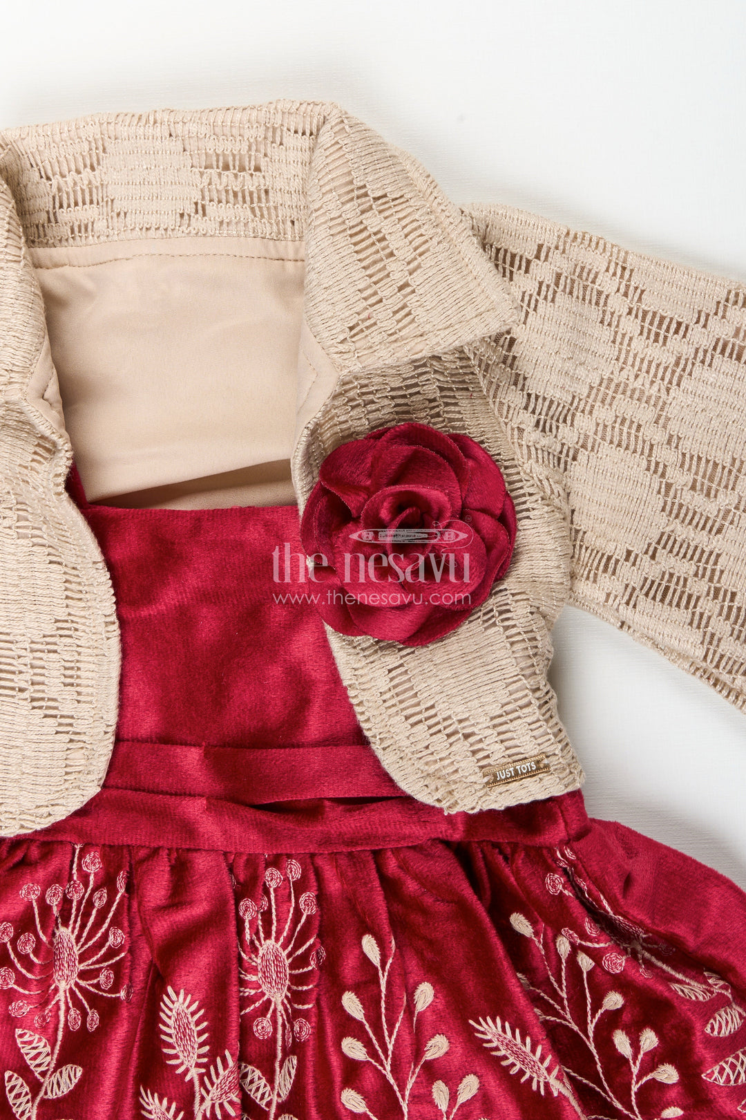 The Nesavu Baby Cotton Frocks Baby girl embroidered cotton frock with designer jacket ideal for birthday or naming ceremony Nesavu Nesavu baby girl embroidered frock net jacket  perfect birthday festive events