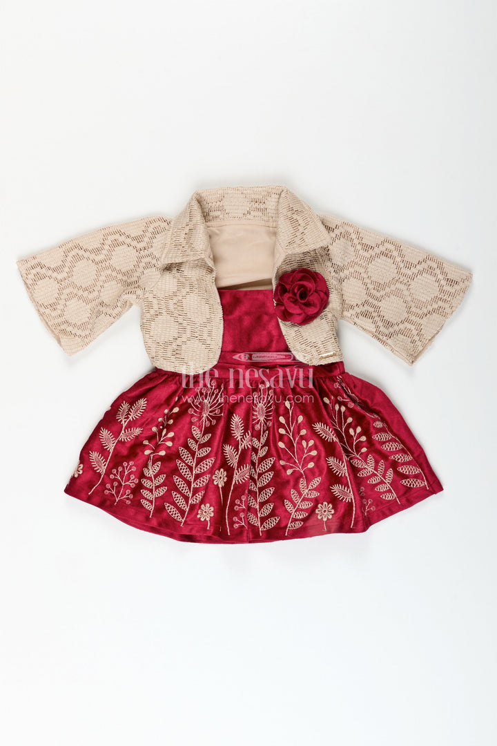 The Nesavu Baby Cotton Frocks Baby girl embroidered cotton frock with designer jacket ideal for birthday or naming ceremony Nesavu Nesavu baby girl embroidered frock net jacket  perfect birthday festive events