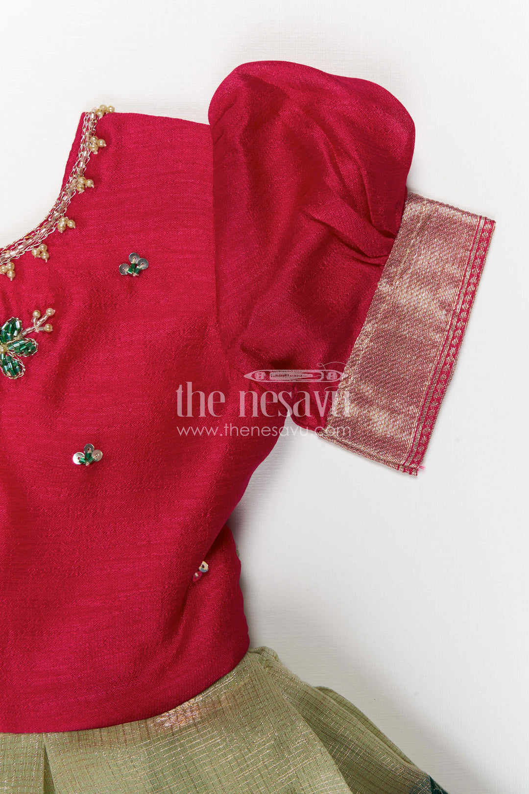 The Nesavu Silk Embroidered Frock Baby Girl Embroidered Frock for Birthday and Festive Wear Nesavu Nesavu Baby Girl Embroidered Silk Frock For Birthday And Festive Wear With Tissue Bottom Design