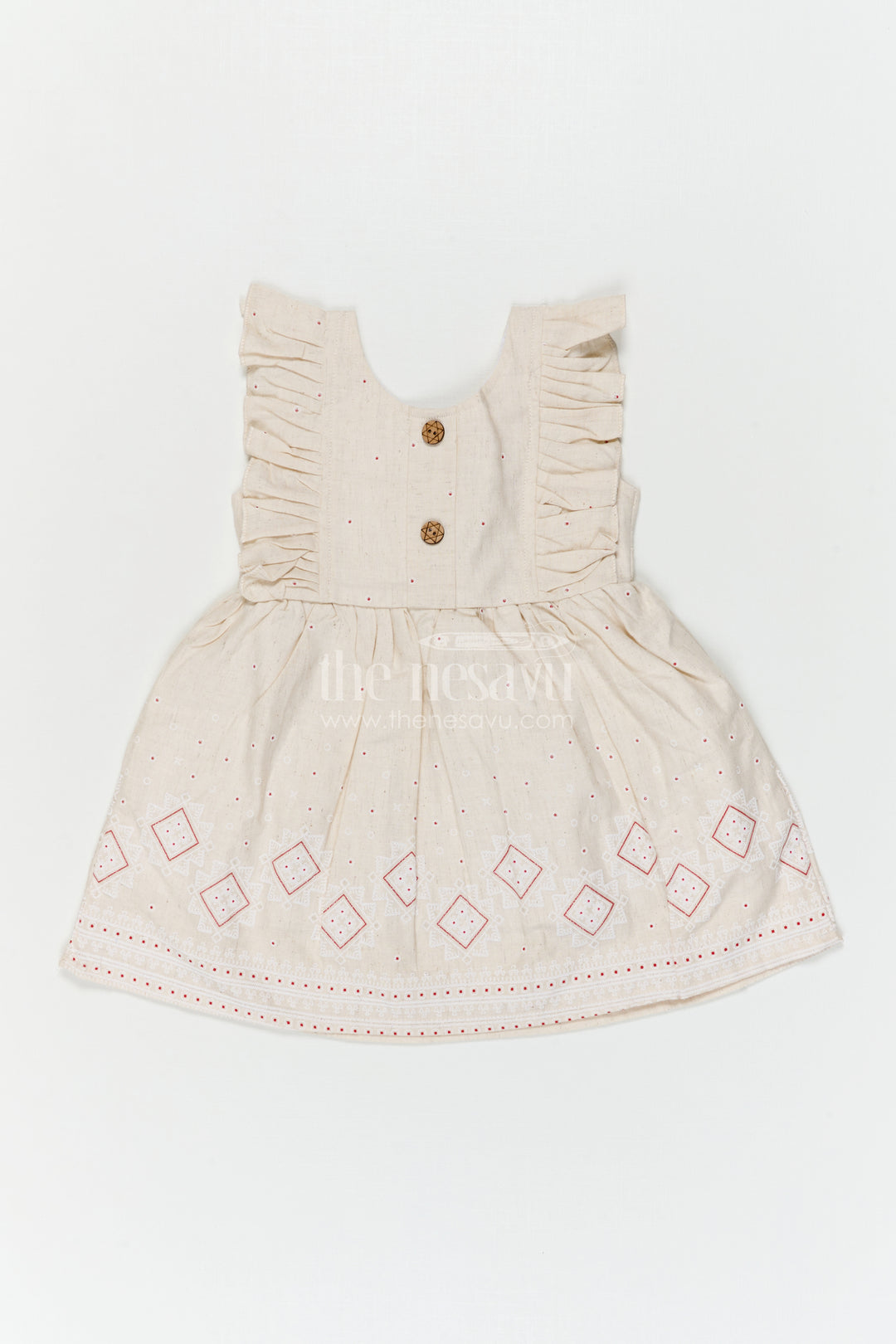The Nesavu Baby Cotton Frocks Baby Girl Embroidered Frock for Festive Days and Family Functions Nesavu Nesavu Baby Girl Embroidered Cotton Frock For Festive Days And Family Functions With Thread Work Design
