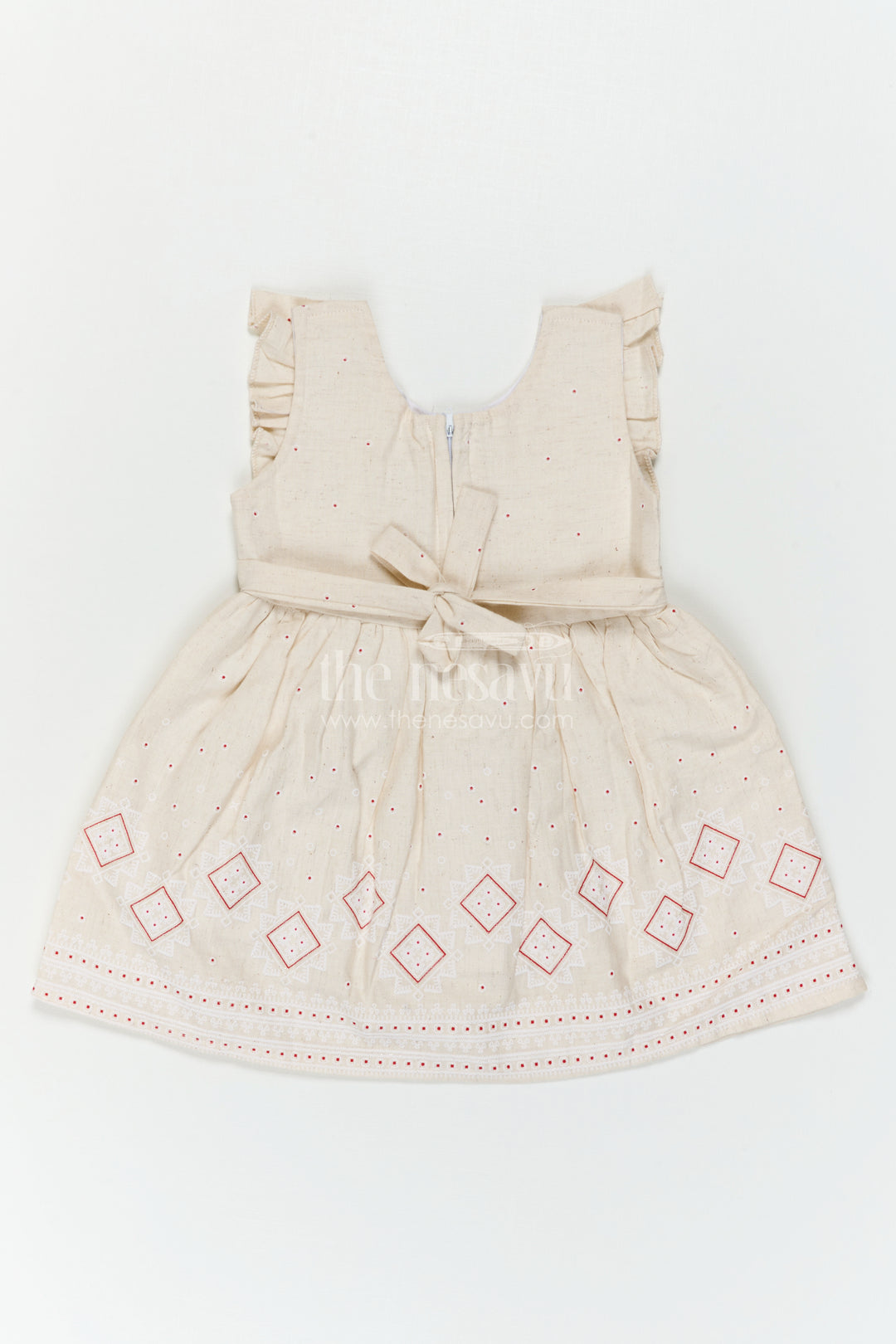 The Nesavu Baby Cotton Frocks Baby Girl Embroidered Frock for Festive Days and Family Functions Nesavu Nesavu Baby Girl Embroidered Cotton Frock For Festive Days And Family Functions With Thread Work Design