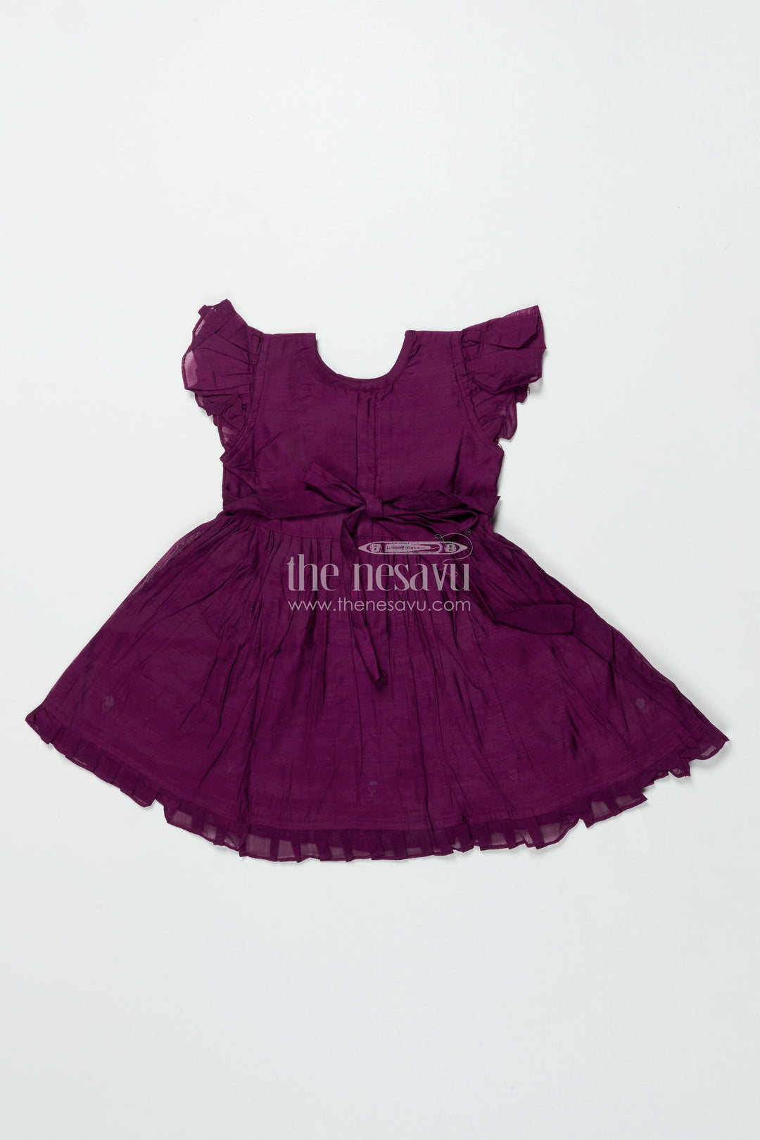 The Nesavu Girls Chanderi Frock Baby Girl Embroidered Frock for Pujas and Cultural Celebrations Nesavu Nesavu baby girl chanderi cotton frock floral embroidery festive school ethnic day