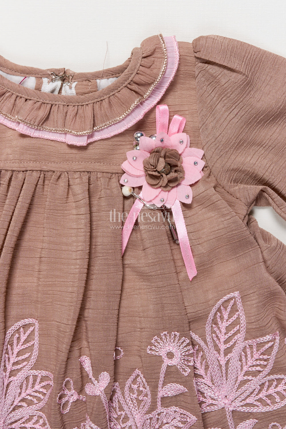 The Nesavu Girls Fancy Frock Baby Girl Embroidered Frock for Traditional Celebrations and Gifting Nesavu Nesavu baby girl embroidered georgette frock  ideal naming ceremonies traditional family events