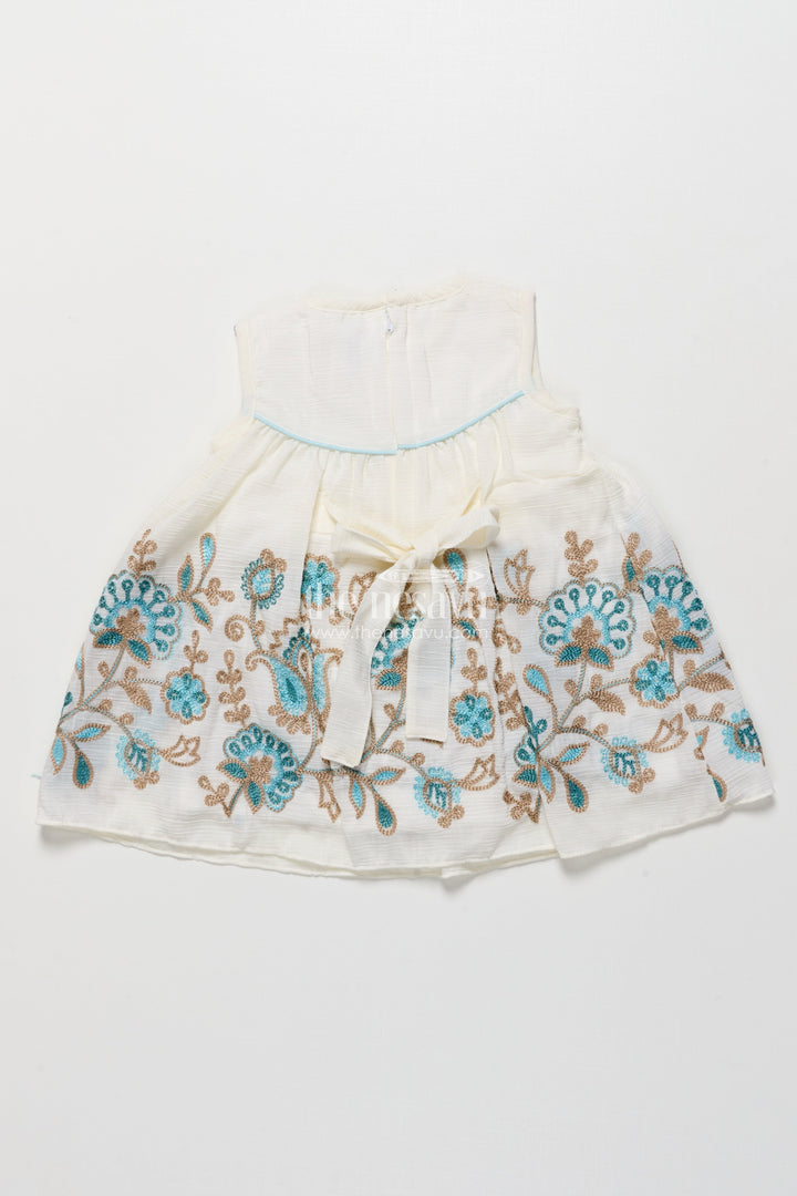 The Nesavu Girls Fancy Frock Baby Girl Embroidered Frock with Jacket for Festive Occasions Nesavu Nesavu baby girl embroidered georgette frock jacket  ideal weddings festive family events