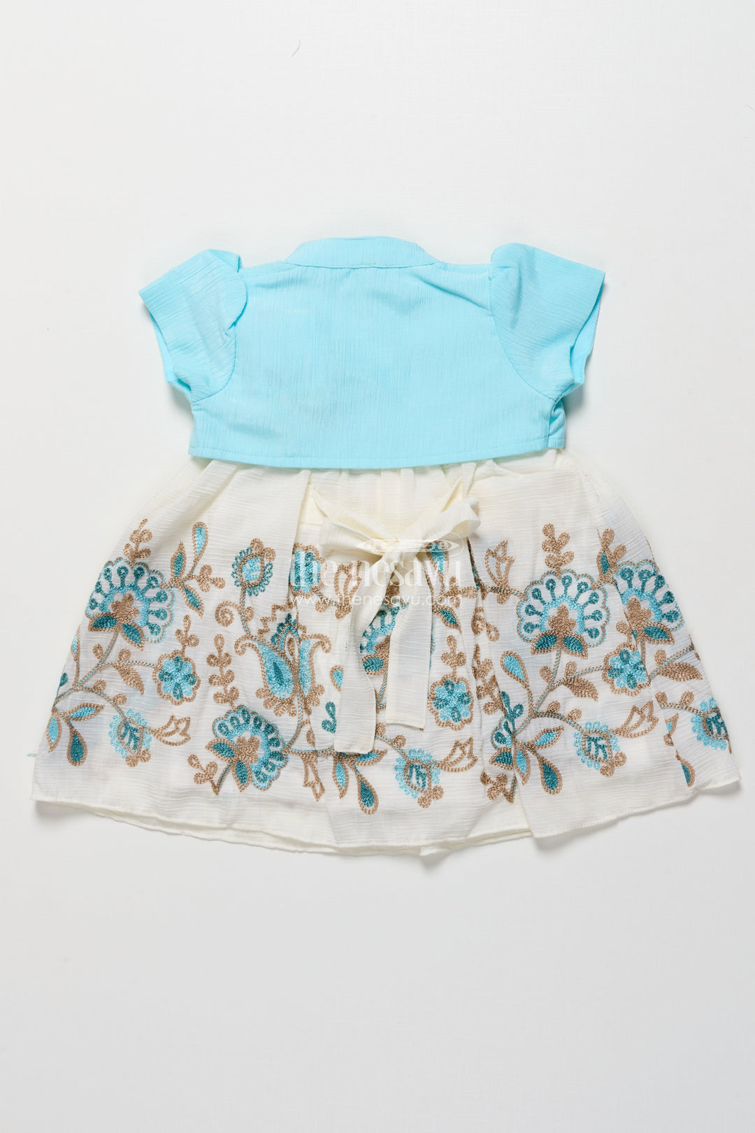 The Nesavu Girls Fancy Frock Baby Girl Embroidered Frock with Jacket for Festive Occasions Nesavu Nesavu baby girl embroidered georgette frock jacket  ideal weddings festive family events