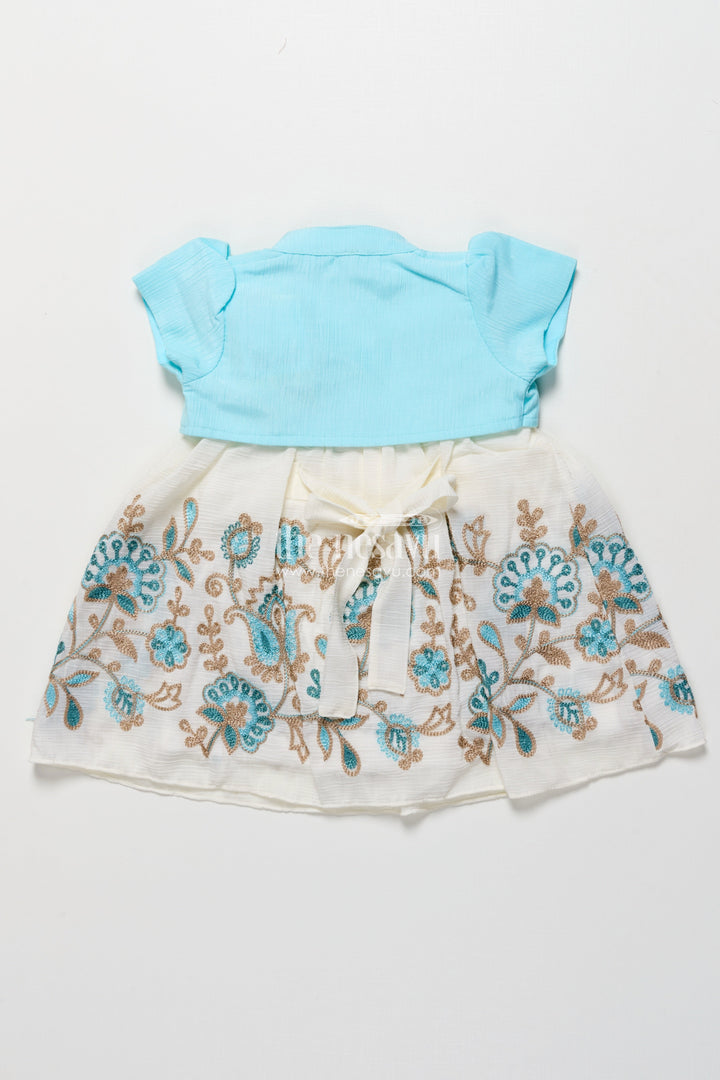 The Nesavu Girls Fancy Frock Baby Girl Embroidered Frock with Jacket for Festive Occasions Nesavu Nesavu baby girl embroidered georgette frock jacket  ideal weddings festive family events