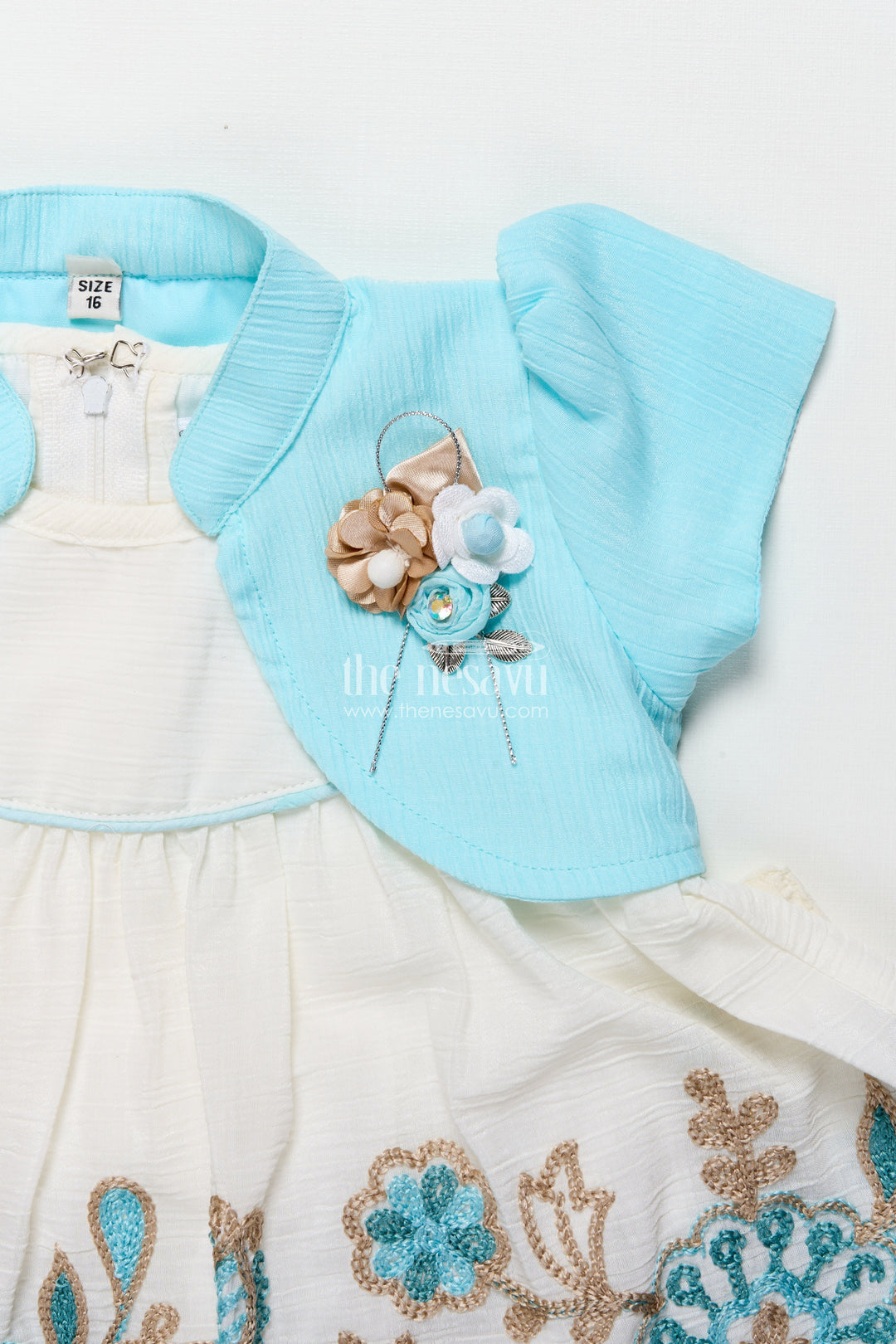 The Nesavu Girls Fancy Frock Baby Girl Embroidered Frock with Jacket for Festive Occasions Nesavu Nesavu baby girl embroidered georgette frock jacket  ideal weddings festive family events