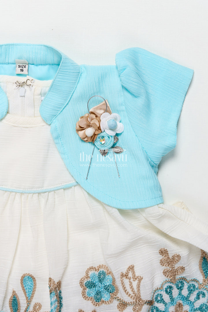 The Nesavu Girls Fancy Frock Baby Girl Embroidered Frock with Jacket for Festive Occasions Nesavu Nesavu baby girl embroidered georgette frock jacket  ideal weddings festive family events